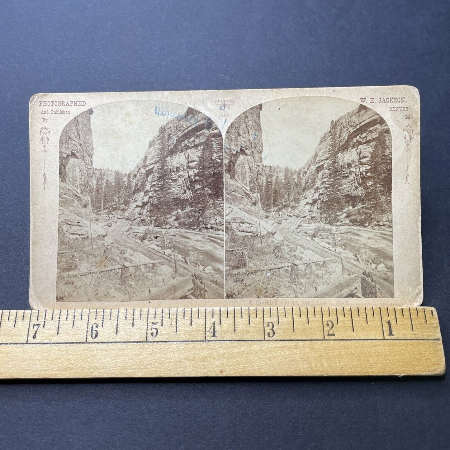 Antique 1860s Boulder Canyon Road Construction CO Stereoview Photo Card P2264