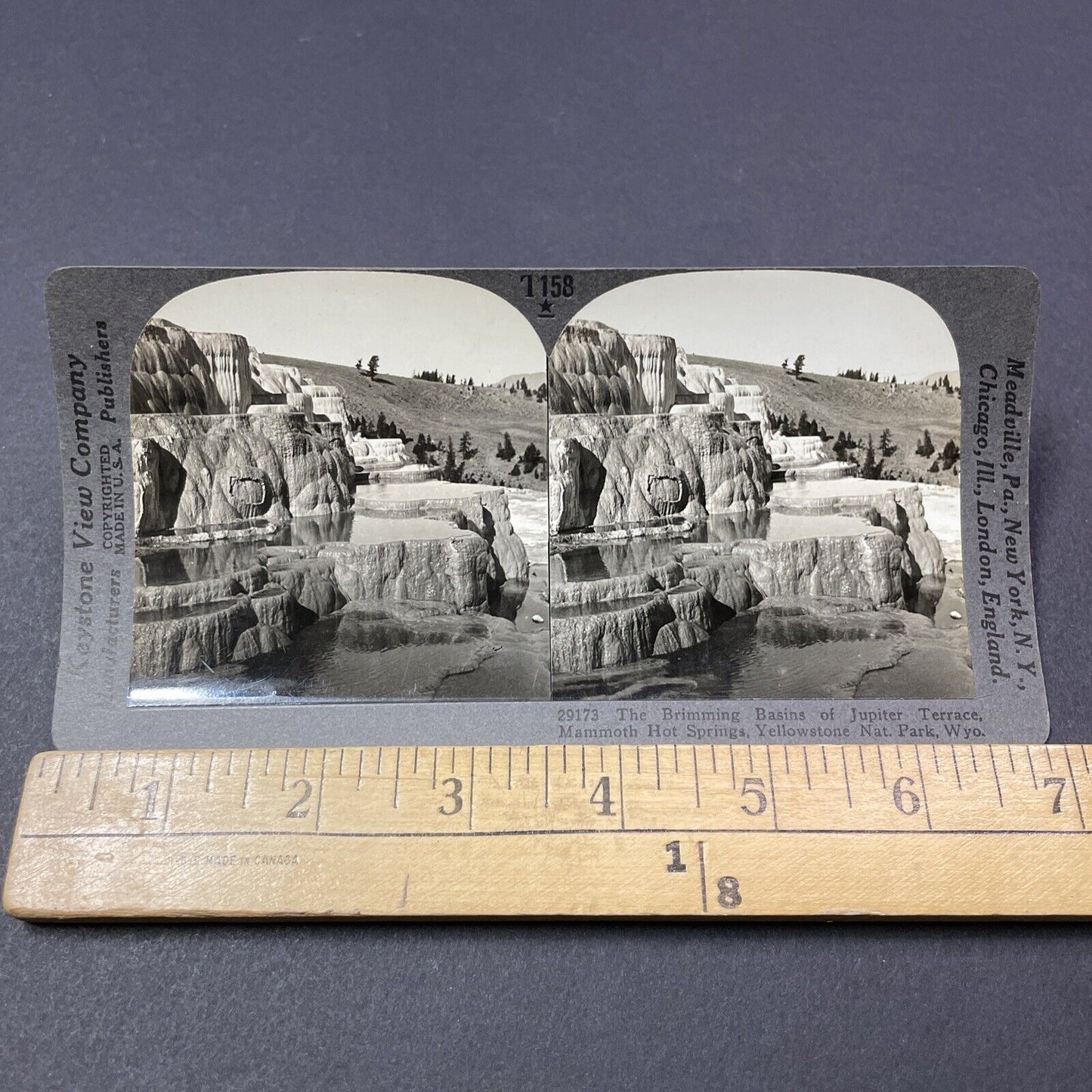 Antique 1920s Hot Springs Yellowstone National Park Stereoview Photo Card V1865