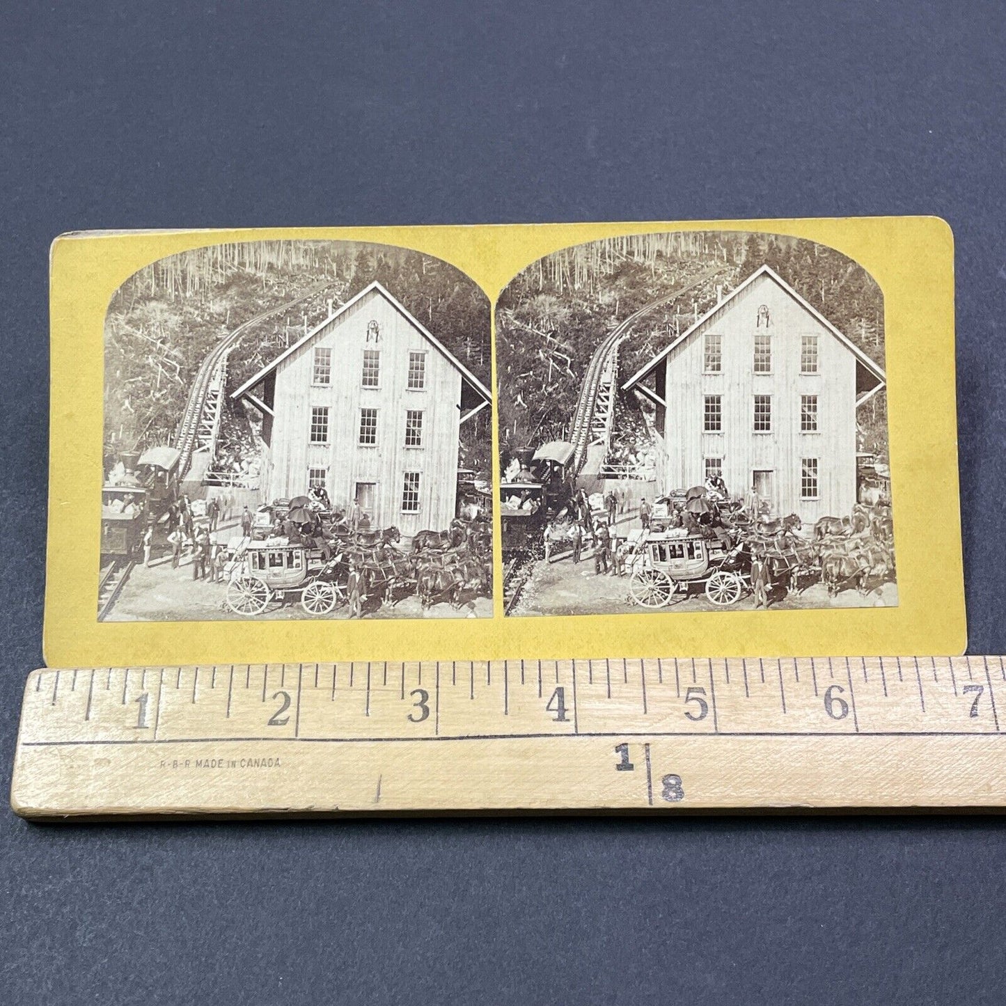 Antique 1870s Mt Washington Railroad Train Station Stereoview Photo Card V1902