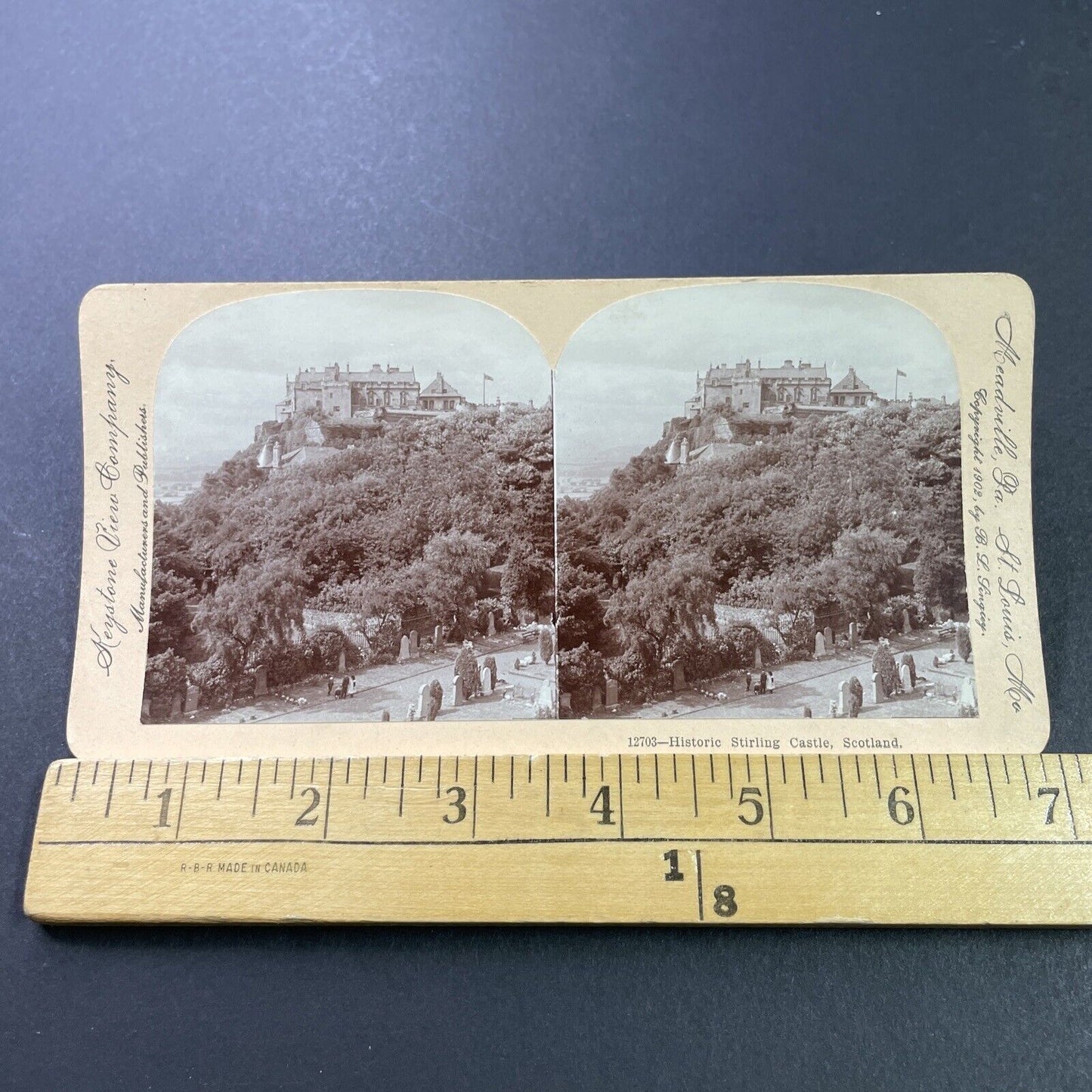 Antique 1902 Stirling Castle & Graveyard Scotland Stereoview Photo Card P3908