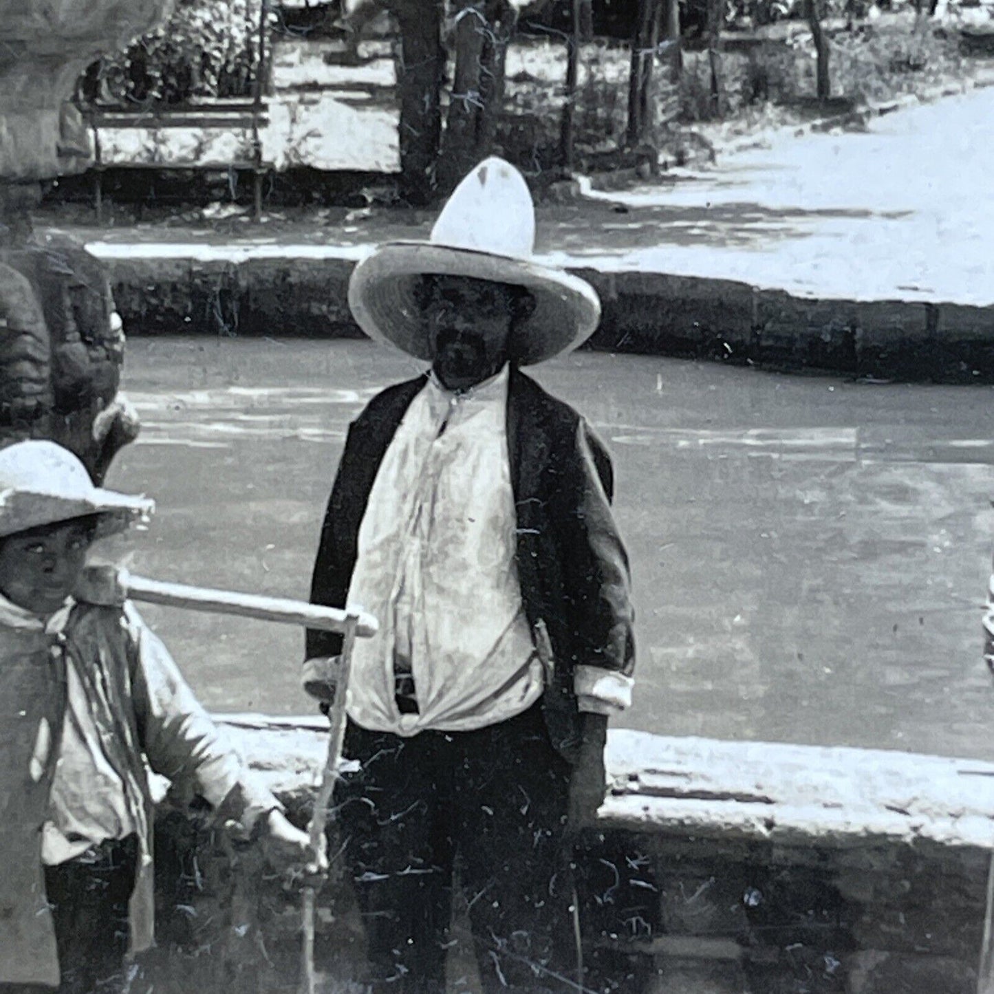 Antique 1910s Mexican Bandido Mexico City Stereoview Photo Card V3600