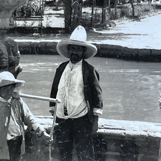 Antique 1910s Mexican Bandido Mexico City Stereoview Photo Card V3600