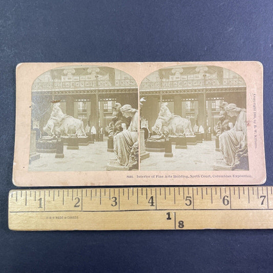 Alabaster Bison Hunting Exhibit Stereoview Columbian Expo Antique c1893 X4110