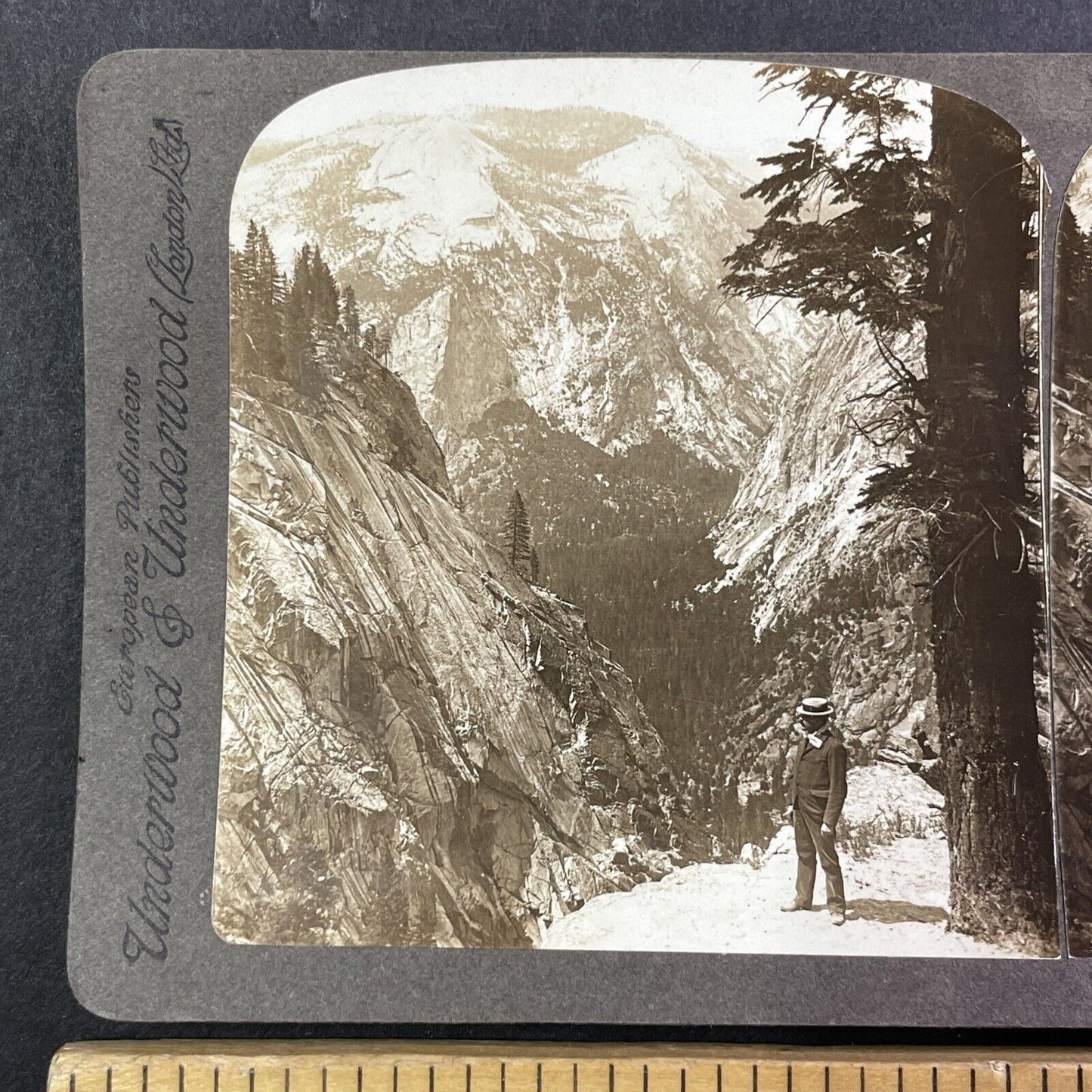 C.Q. Turner Exploring Yosemite Park California Stereoview Antique c1890s Y540