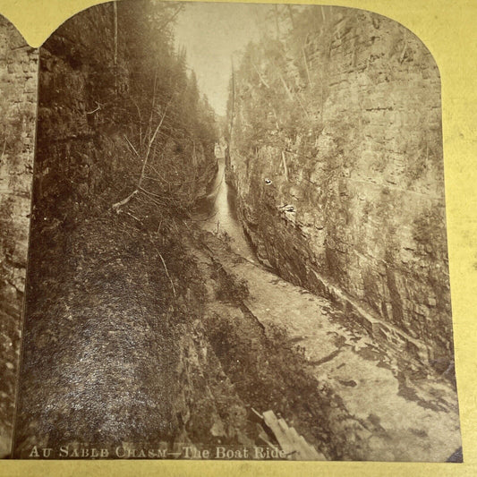 Antique 1870s Ausable Chasm New York First Known Photo Stereo View Card PC439