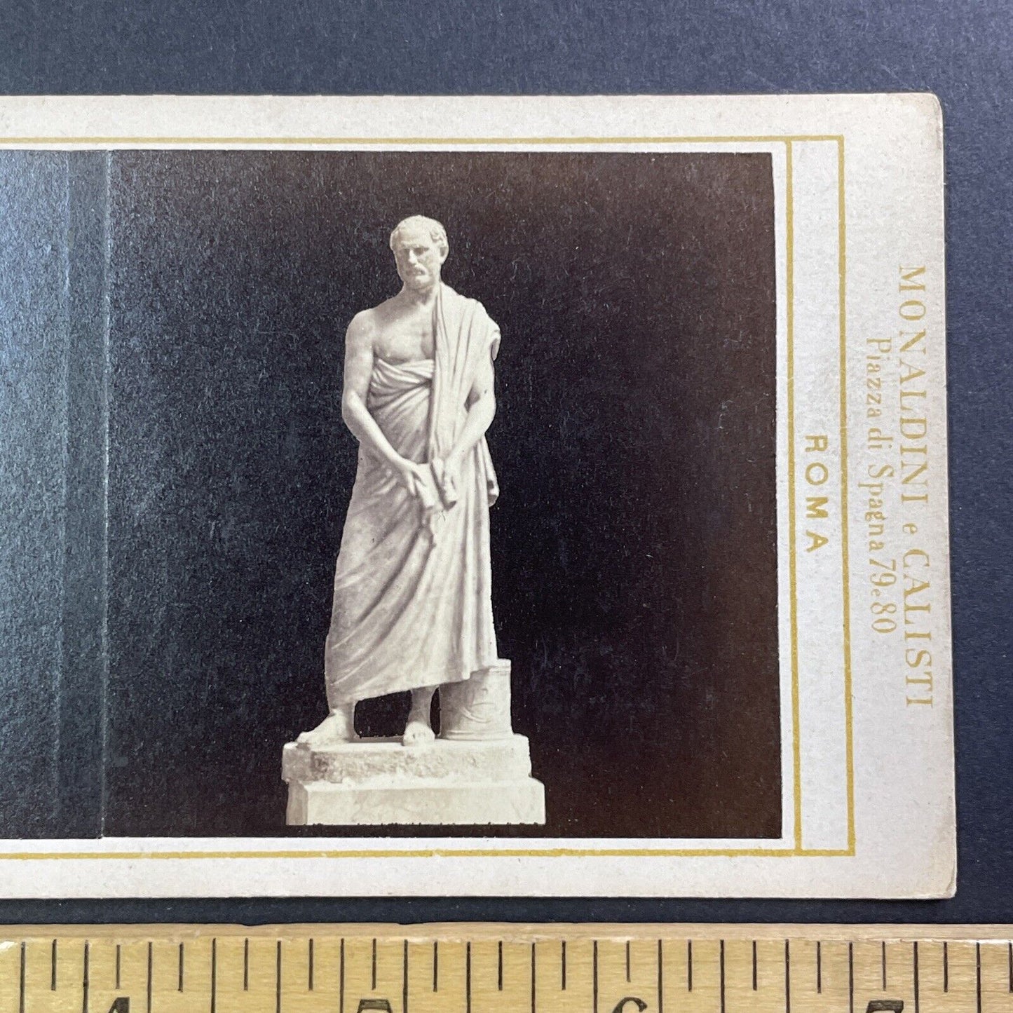 Sculpture of Demosthenes Stereoview Monaldini & Calisti Antique c1870s Y015