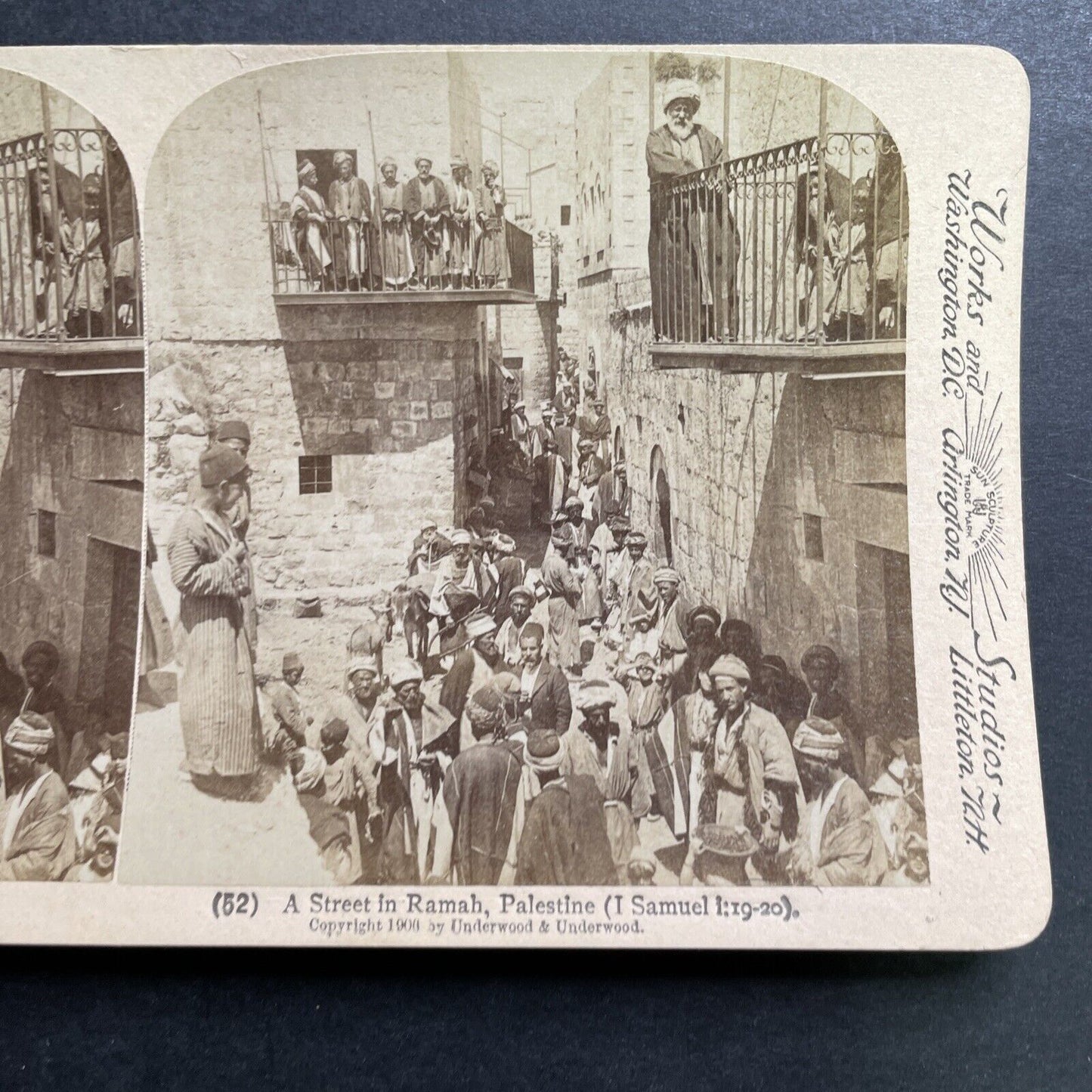 Antique 1900 Merchants In Rameh Palestine Stereoview Photo Card P1387