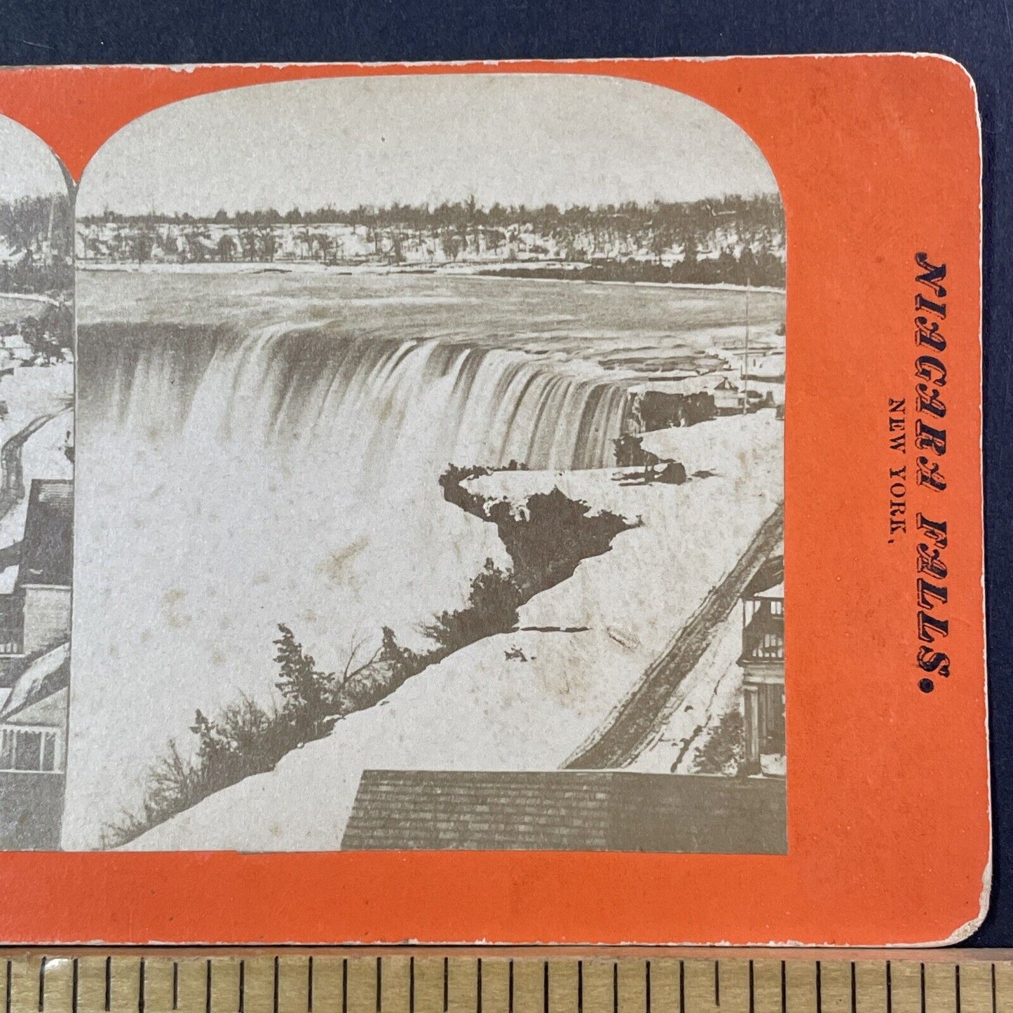 Rare Photo Of Table Rock Niagara Falls Canada Stereoview Antique c1862 X1277