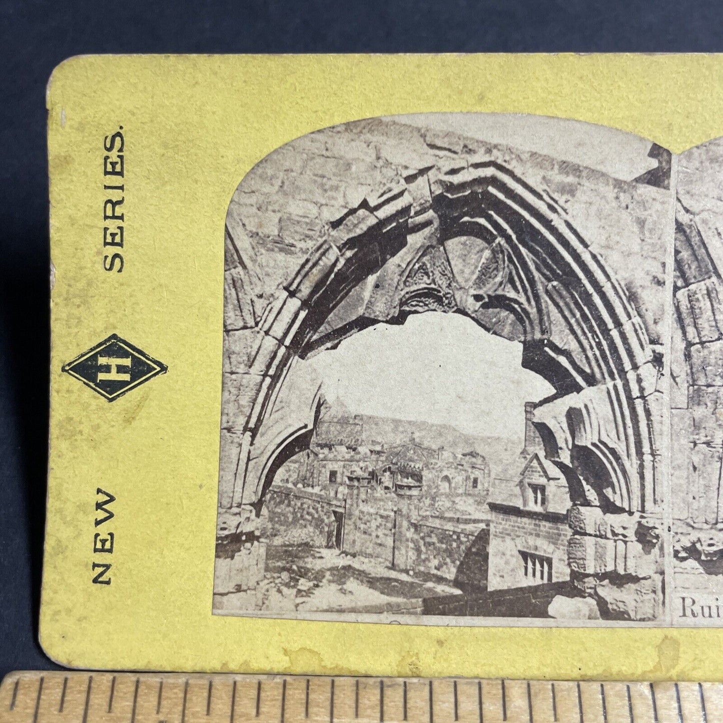 Antique 1870s Whitby Abeey Church Cathedral England Stereoview Photo Card P4611