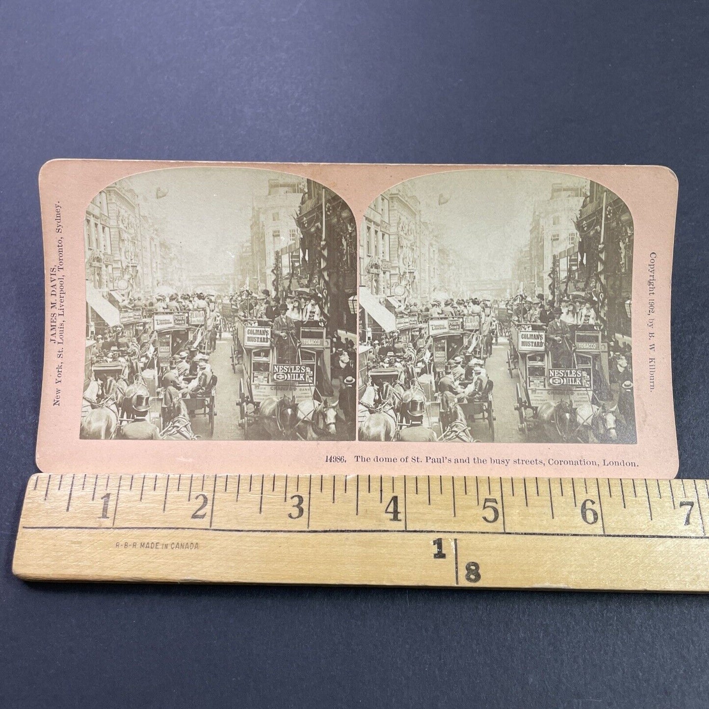 Antique 1902 Nestle Pears Soap Colmans Ads In London Stereoview Photo Card P3801