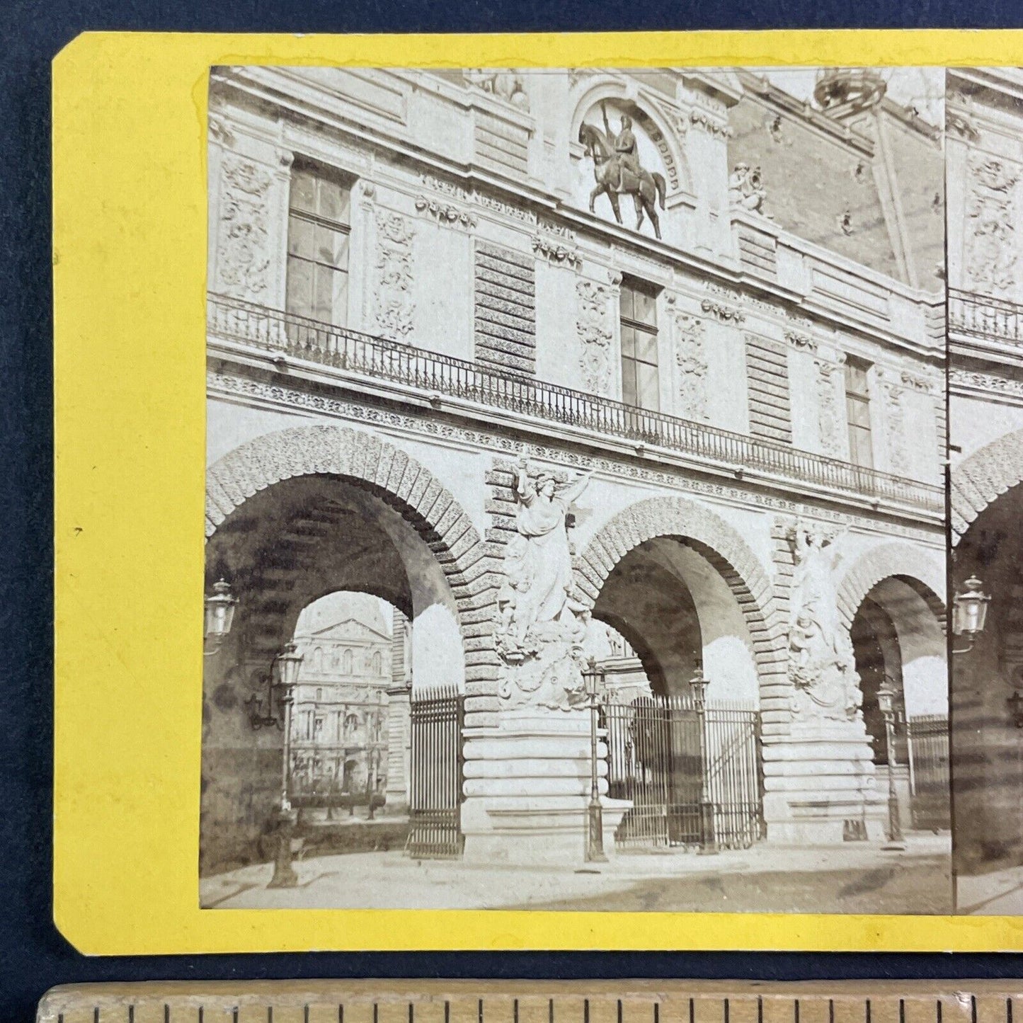 The Louvre in Paris France Stereoview Yellow Card Antique c1870 X3772