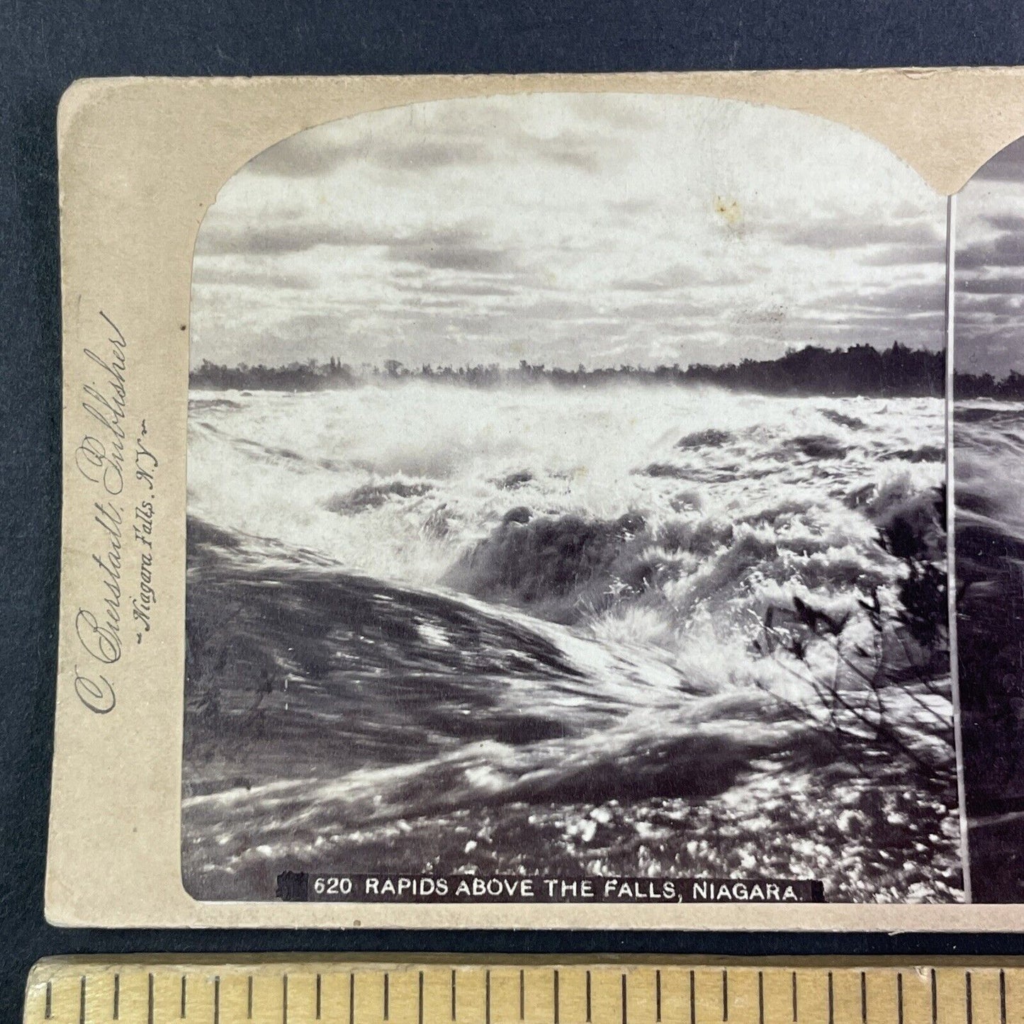 Niagara Falls Upper Rapids Stereoview Charles Bierstadt Antique c1880 Y2480