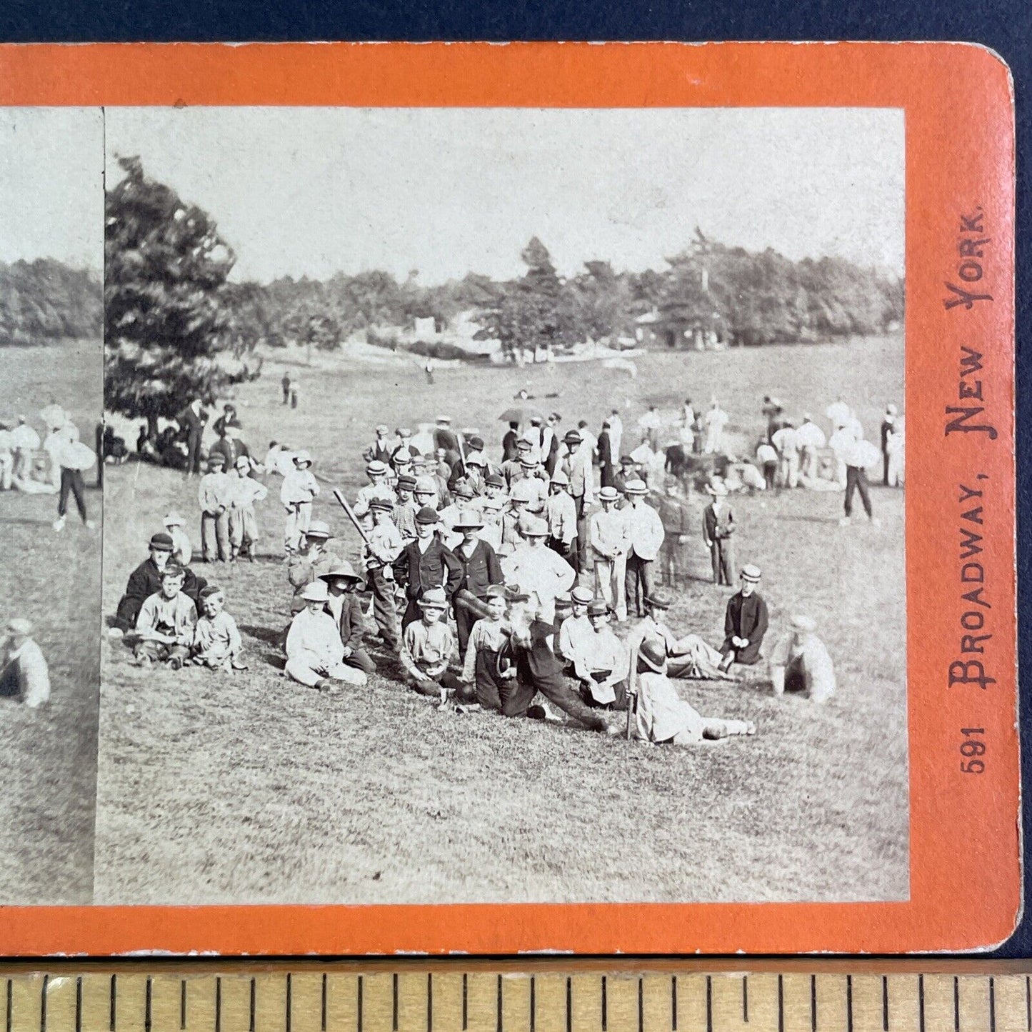 New York Knickerbockers? Central Park NY Stereoview Baseball Antique c1867 X4184