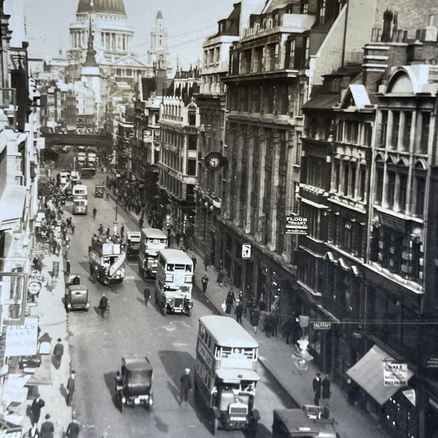 Antique 1920s Fleet Street London England Stereoview Photo Card V2851