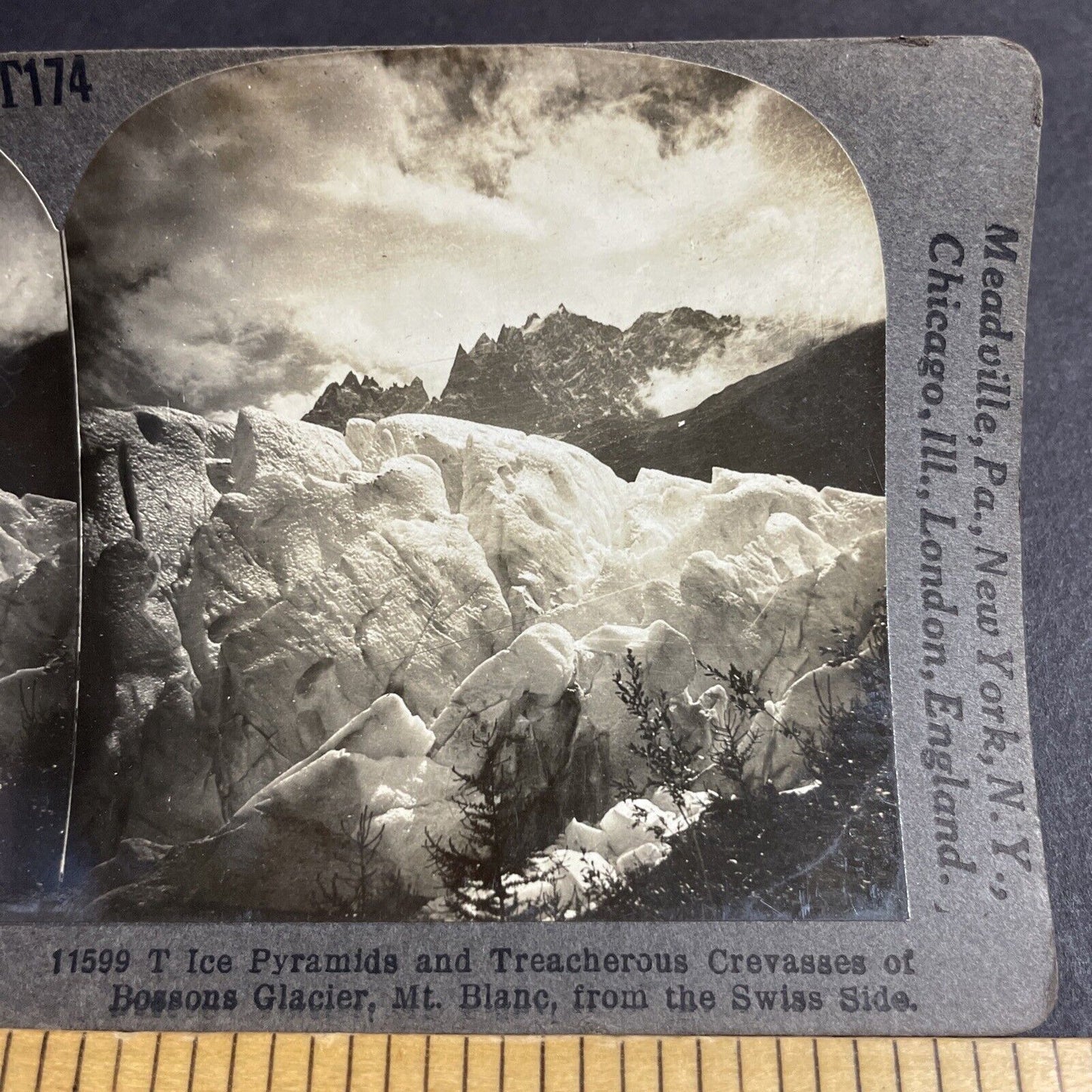 Antique 1910s Mont Blanc Glacier Switzerland Swiss Stereoview Photo Card P4245