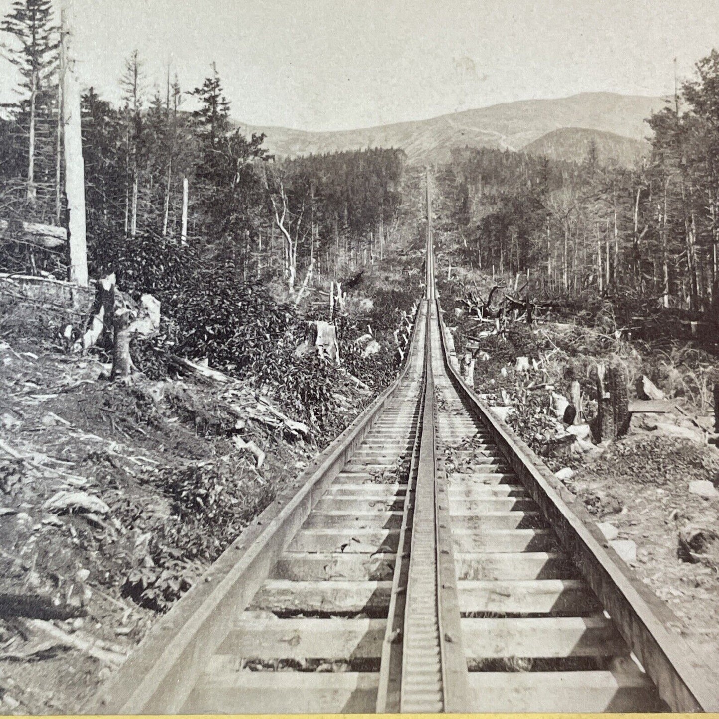 Mt Washington Railroad Construction Stereoview New Hampshire Antique c1870s Y525