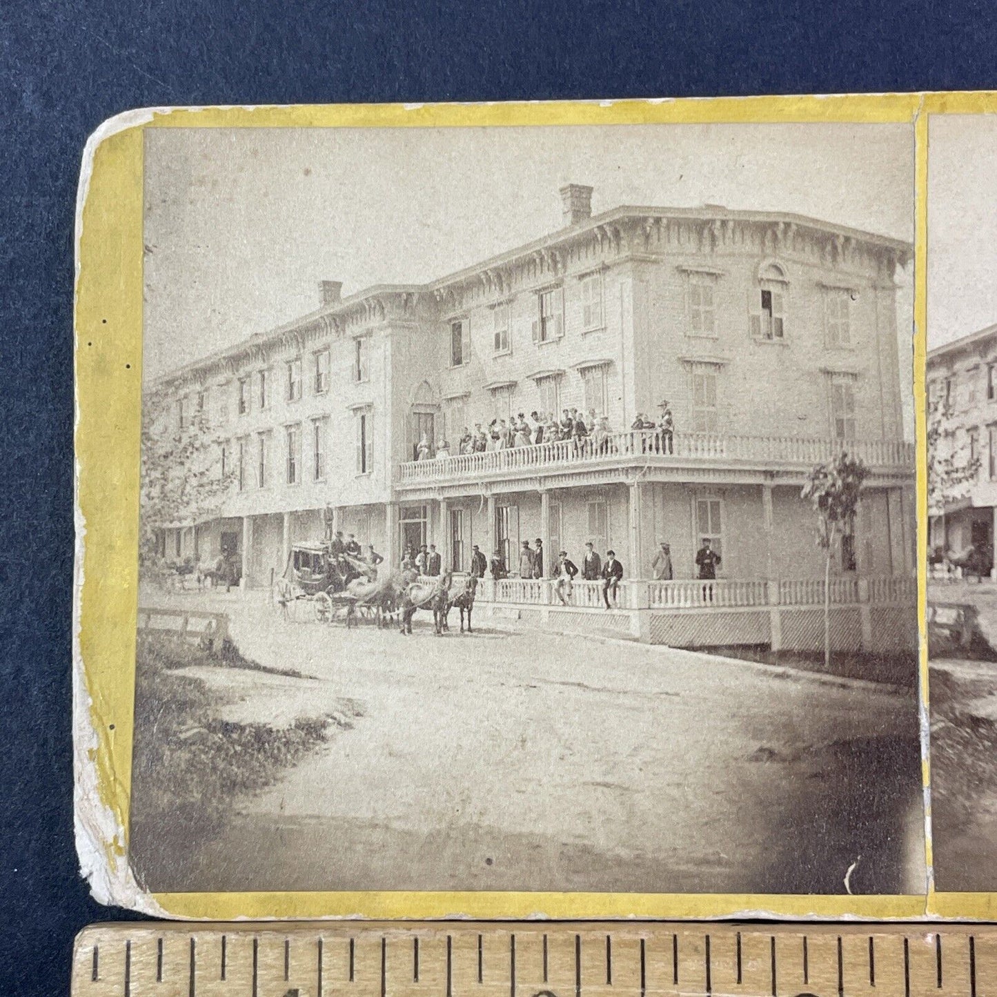 Whiting House Hotel Stereoview Wilton Town Hall NH Photo Card Antique c1872 X899