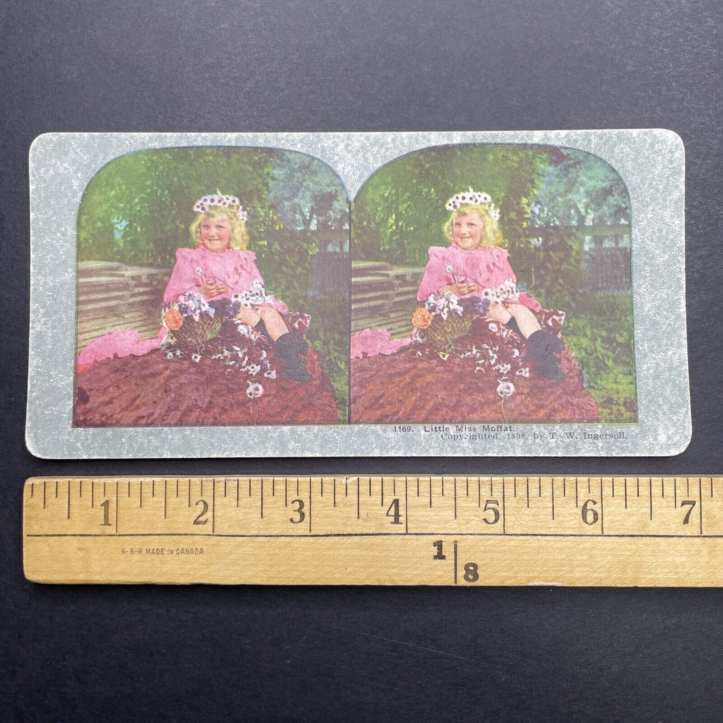 Antique 1898 Girl Dressed As Little Miss Moffat Stereoview Photo Card P1257