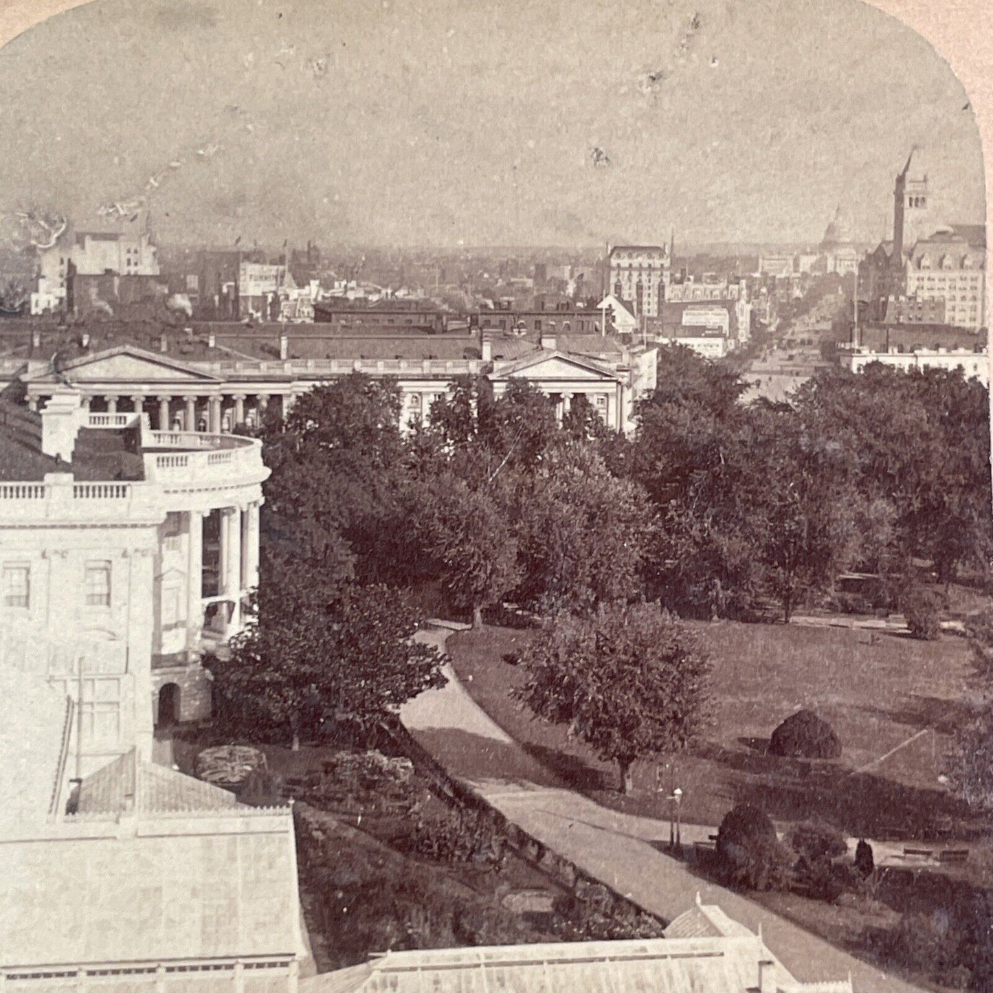 Side View of The White House Washington D.C. Stereoview Antique c1890 X4113