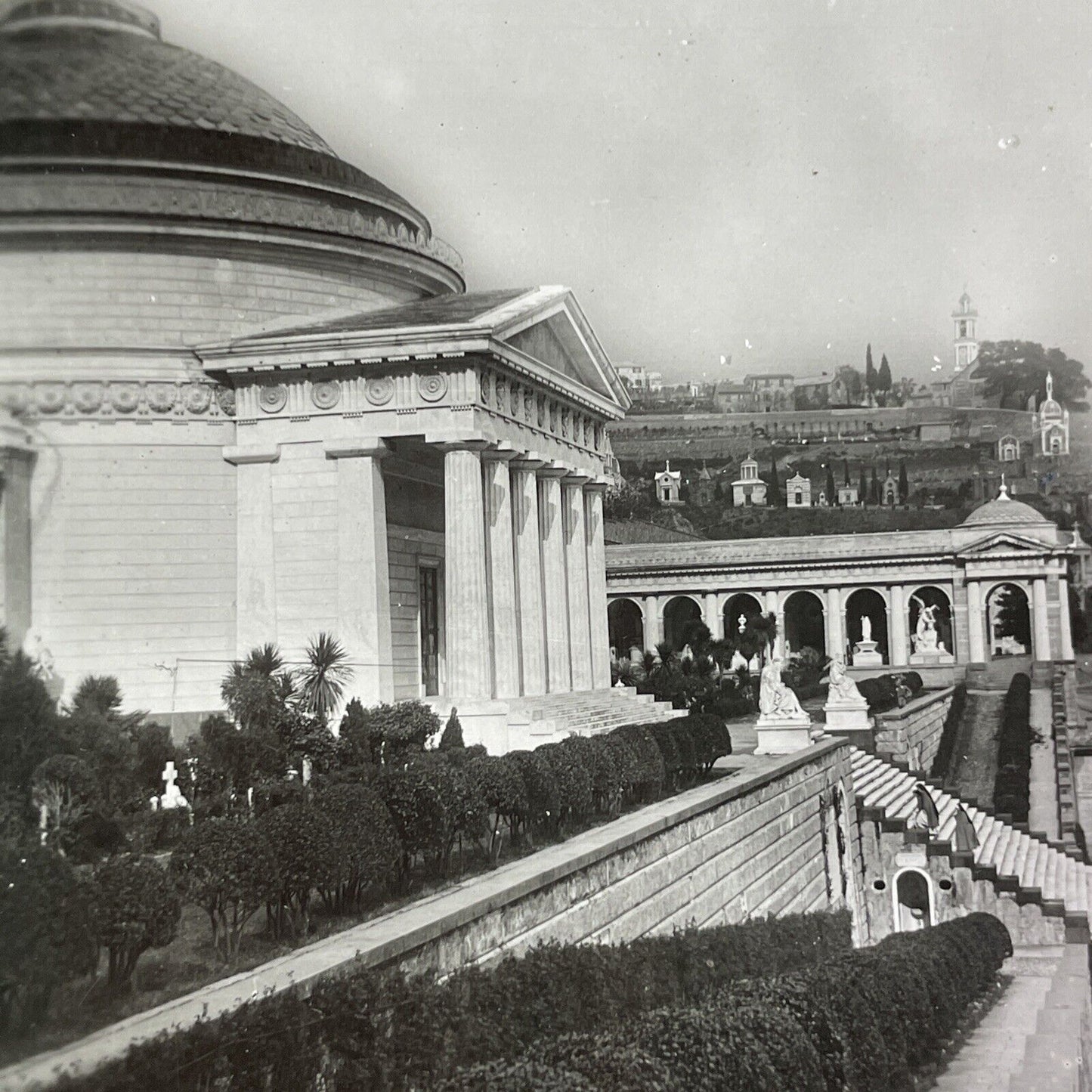 Monumental Cemetery of Staglieno Stereoview Original Albumen Photo c1860s Y2207