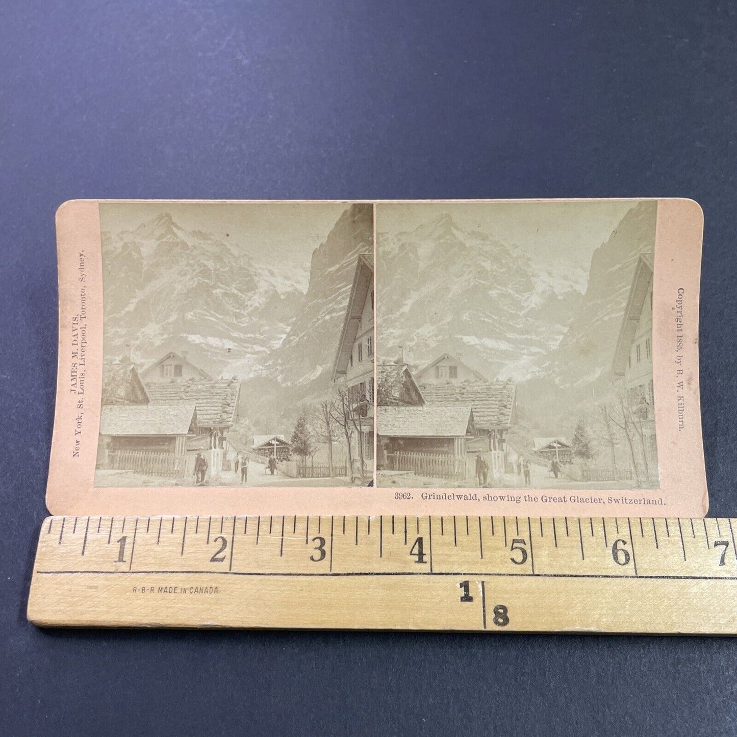 Antique 1885 Grindelwald Switzerland Town View Stereoview Photo Card P3831