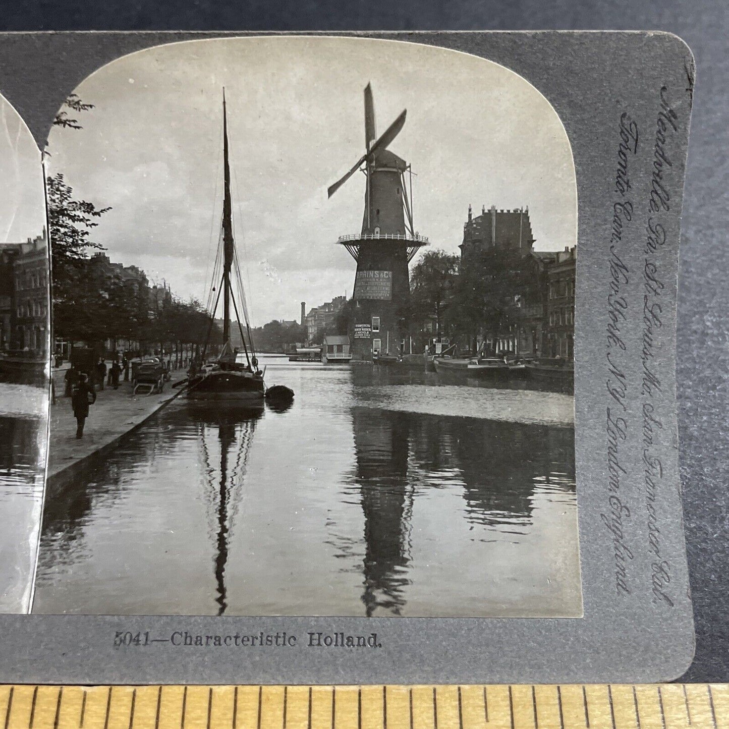 Antique 1910s Windmill In Rotterdam Holland Stereoview Photo Card P5180