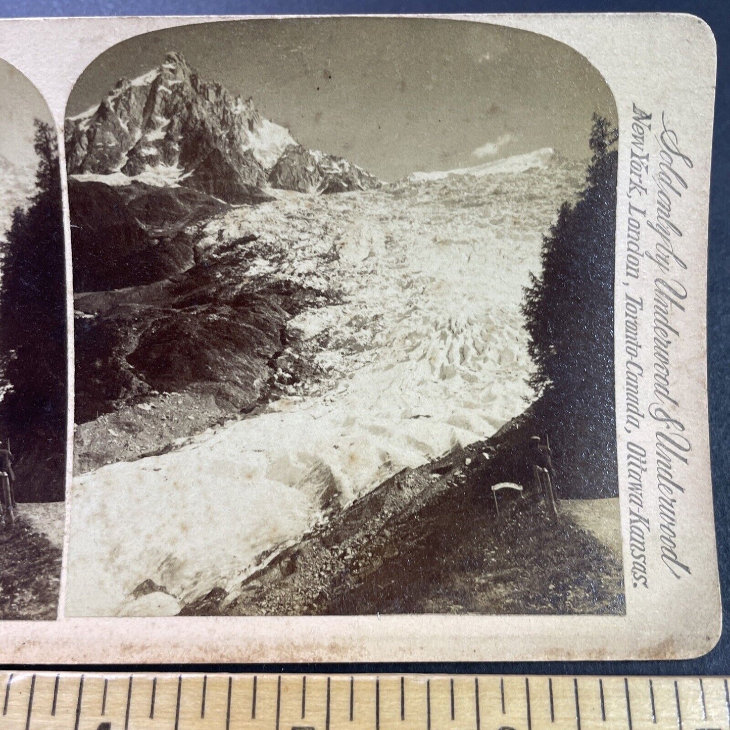 Antique 1890s Chamonix Mont Blanc Glacier Stereoview Photo Card P3902