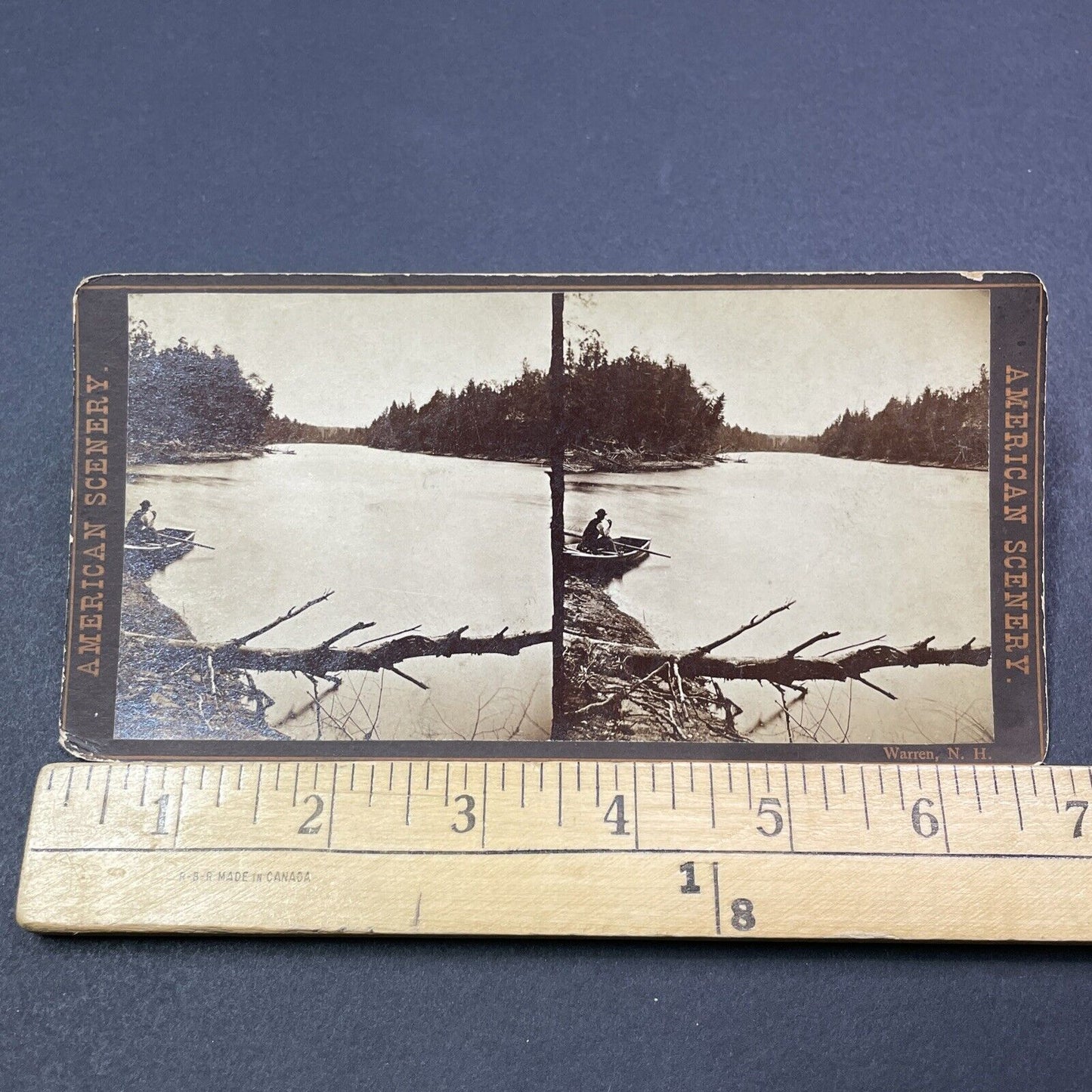 Antique 1870s Warren New Hampshire Boat Launch Stereoview Photo Card V1924