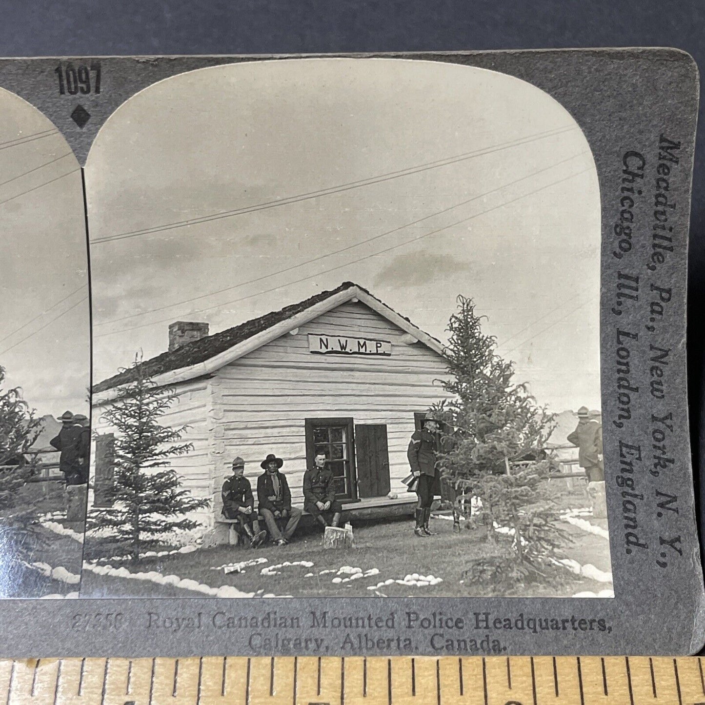 Antique 1910s RCMP Police Headquarters Alberta Canada Stereoview Photo Card 2647