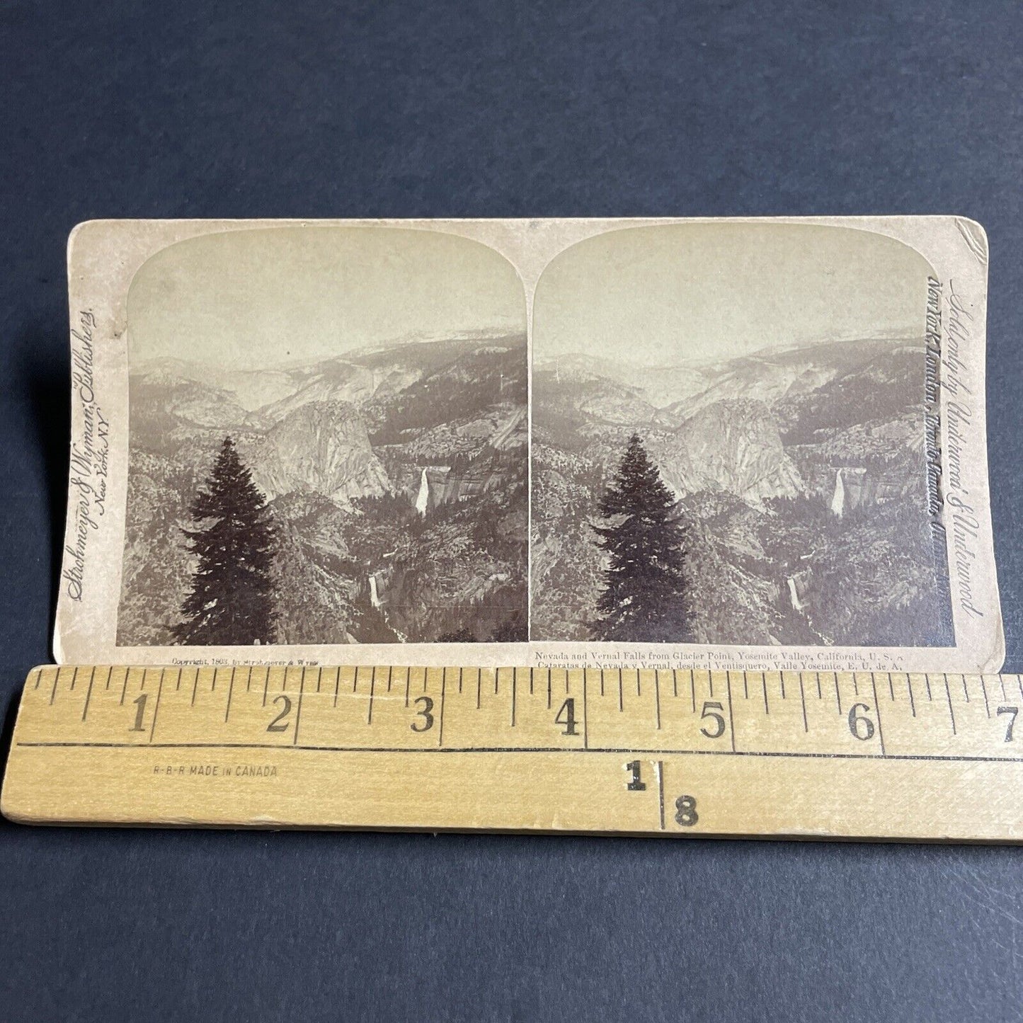 Antique 1893 Vernal Falls Yosemite Park California Stereoview Photo Card P4354