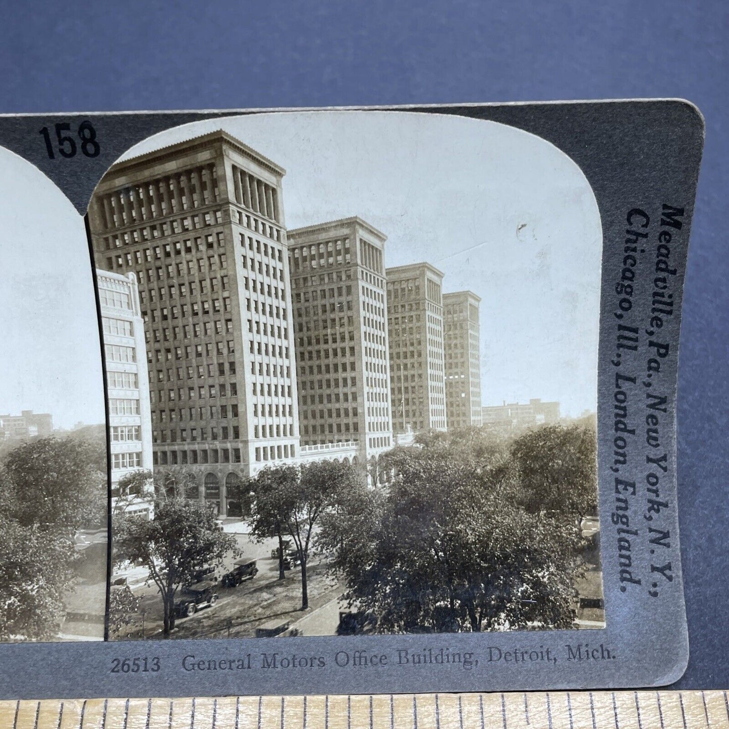 Antique 1920s General Motors Office Building Detroit Stereoview Photo Card P2059