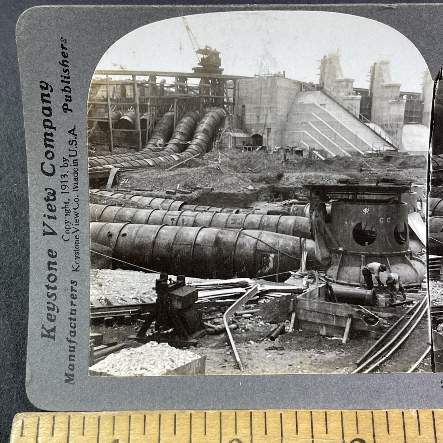 Massive Turbines Gatun Lake Panama Canal Stereoview Antique c1913 Y2822