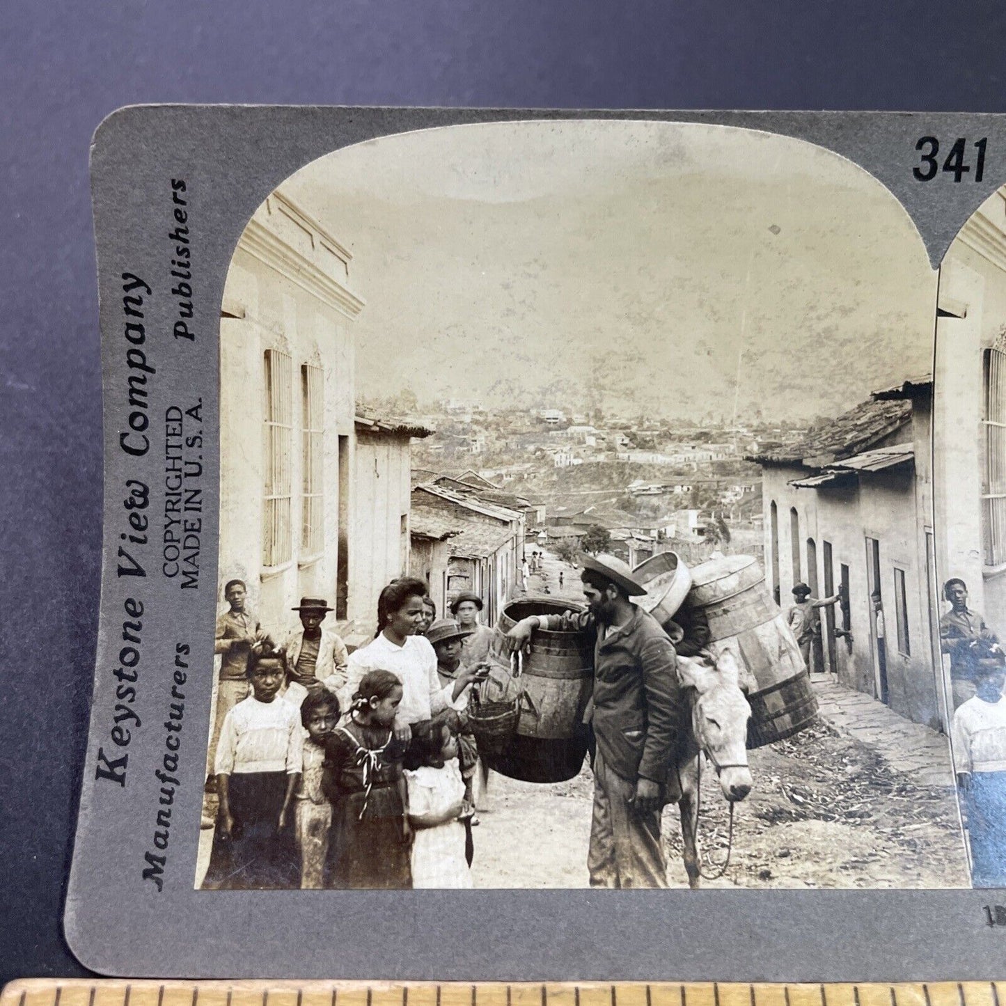 Antique 1910s A Baker Selling Bread In Venezuela Stereoview Photo Card P3724