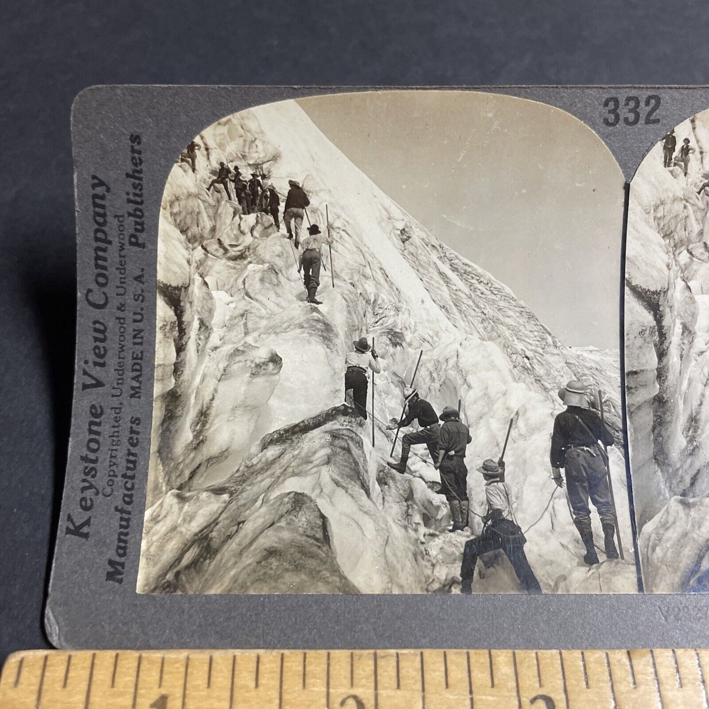 Antique 1910s Glacier Trekking Mt Ranier Washington Stereoview Photo Card P3197