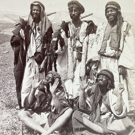 Antique 1890s Afghanistan Tribesman Surrender Stereoview Photo Card P3859