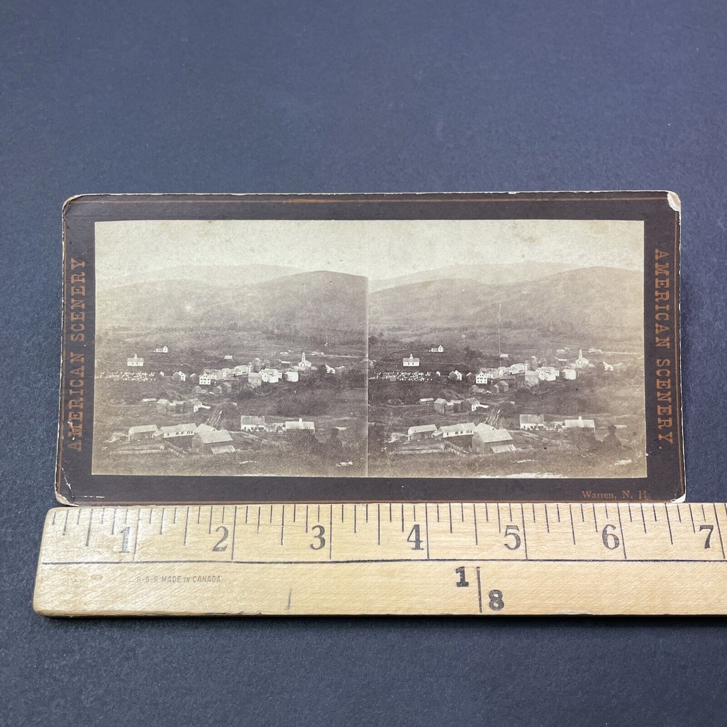 Antique 1870s Downtown Warren New Hampshire Stereoview Photo Card V1927