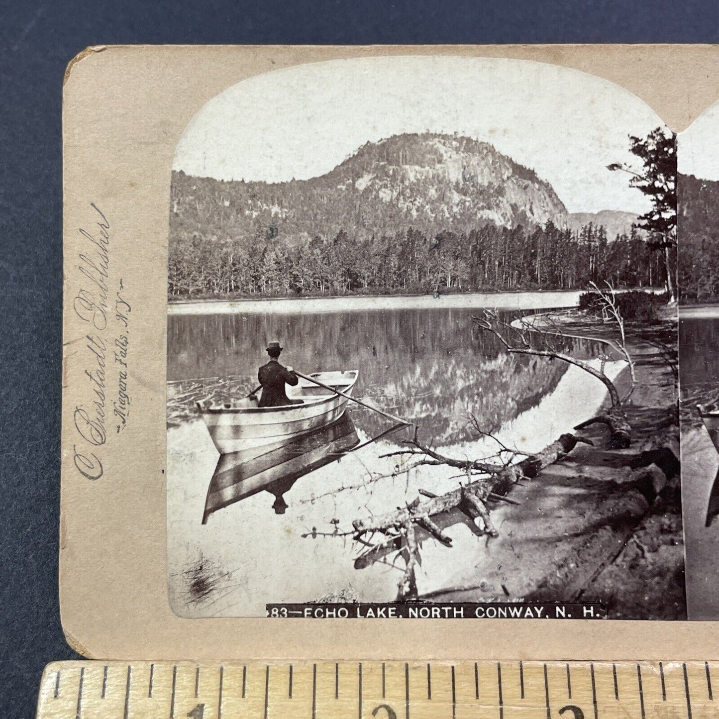 Antique 1880s Echo Lake North Conway NH Stereoview Photo Card V1786