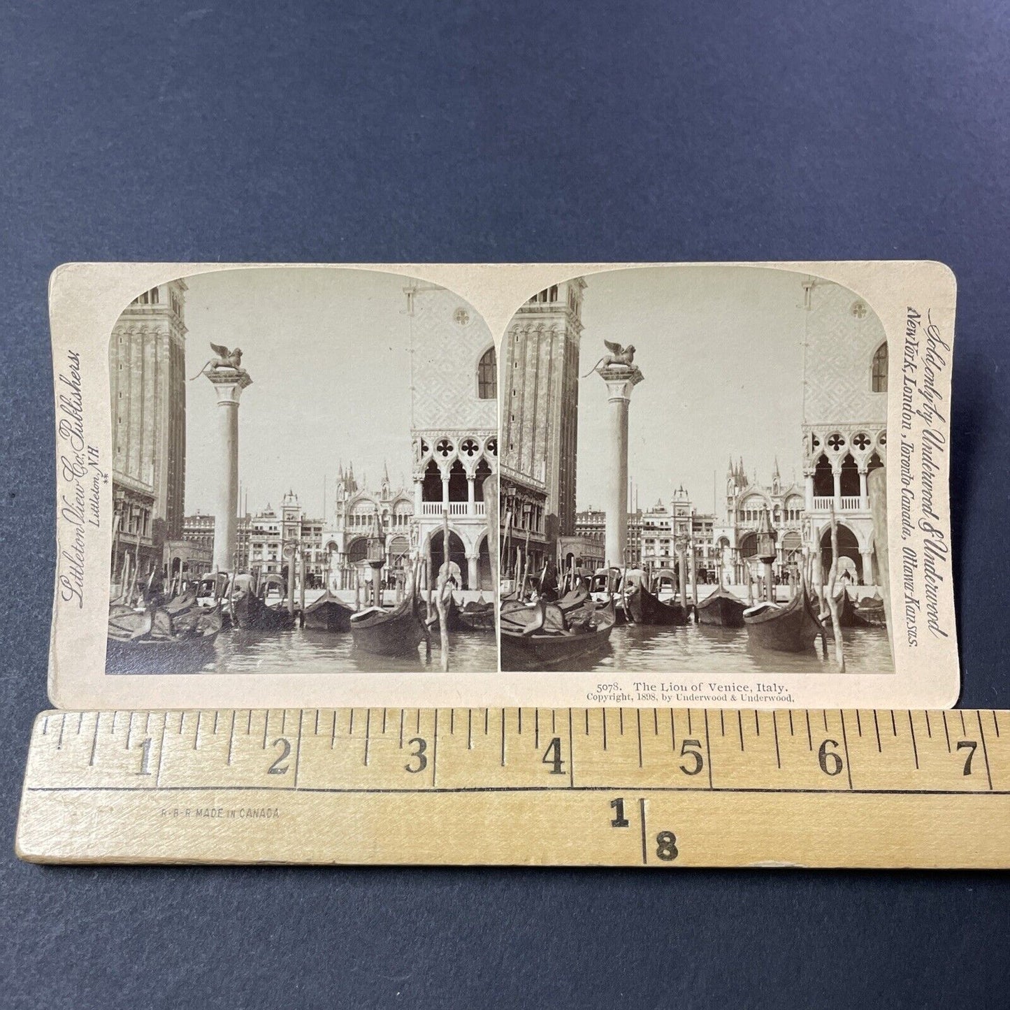 Antique 1898 City Of Venice Italy With Gondolas Stereoview Photo Card V3215