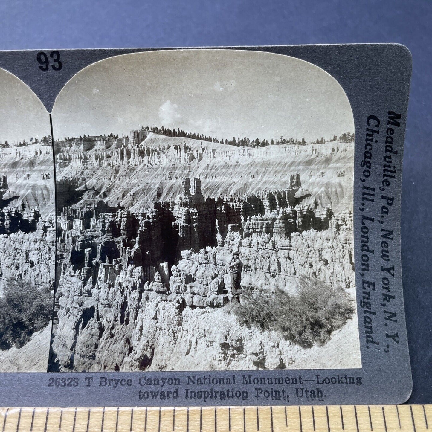 Antique 1910s Bryce Canyon Inspiration Point Utah Stereoview Photo Card P2764