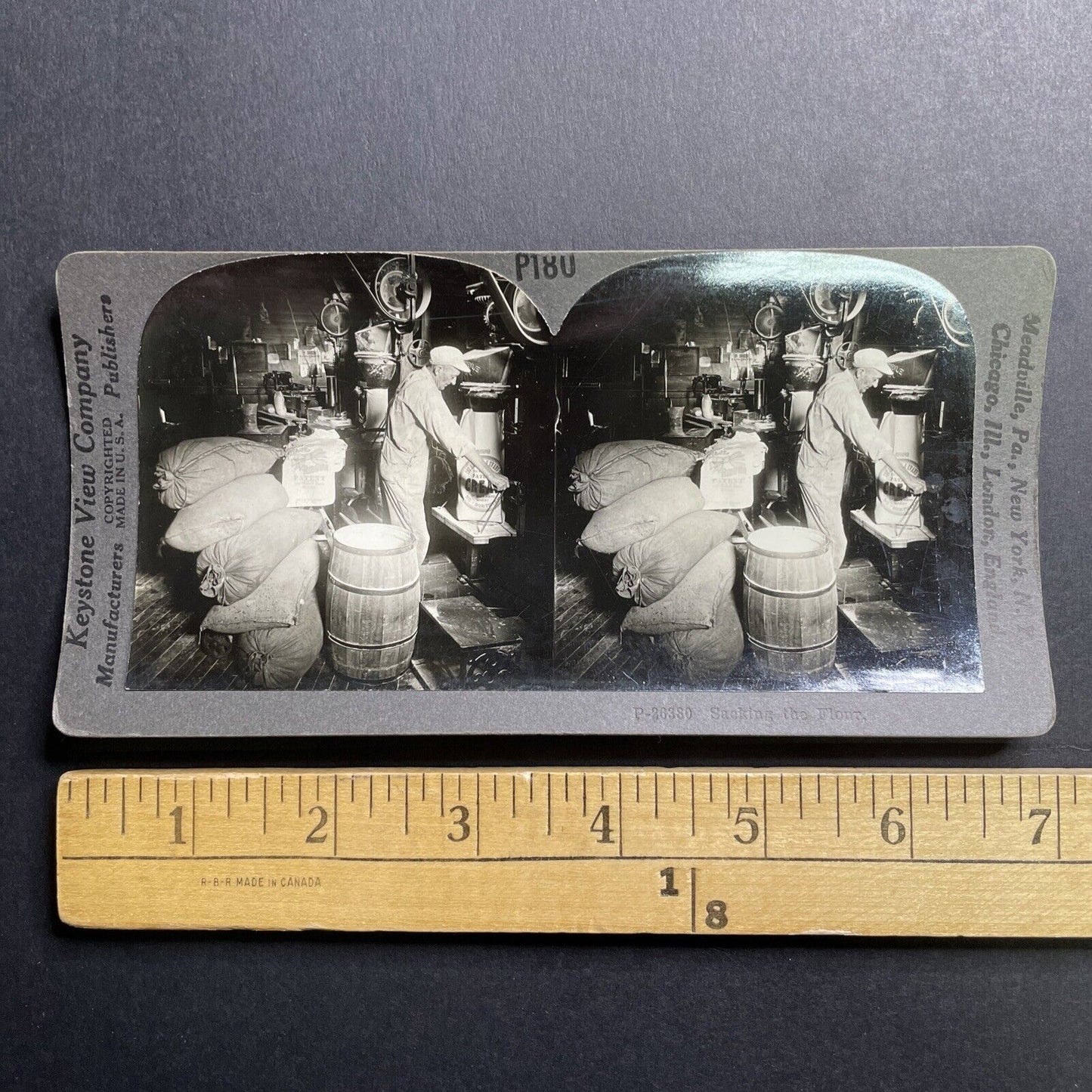 Antique 1909 Blue Ribbon Flour Factory Stereoview Photo Card P1671