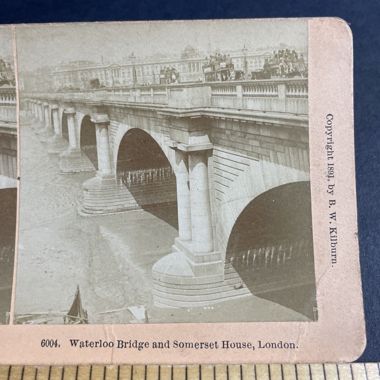 Antique 1891 Waterloo Bridge London England Stereoview Photo Card P4603