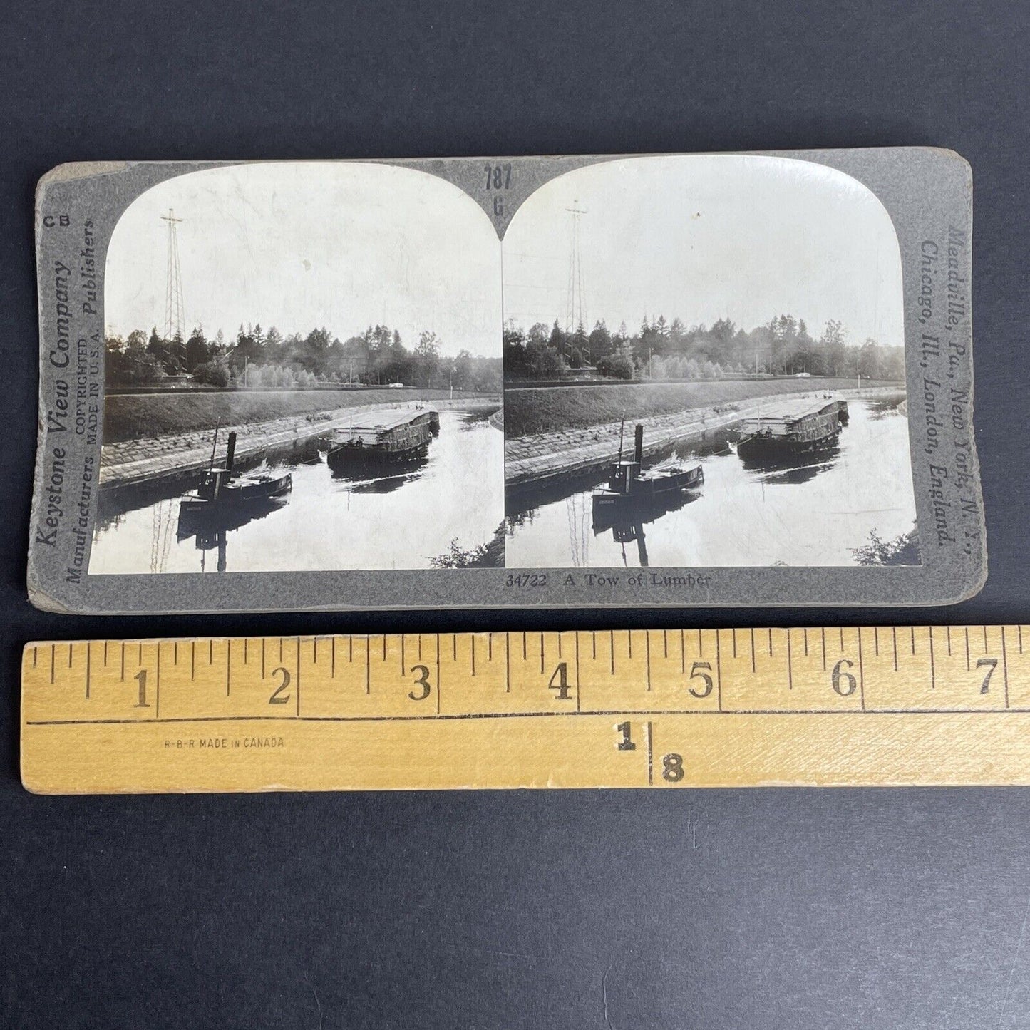 Antique 1909 Saimaa Canal Finland Lumber Ship Stereoview Photo Card P964