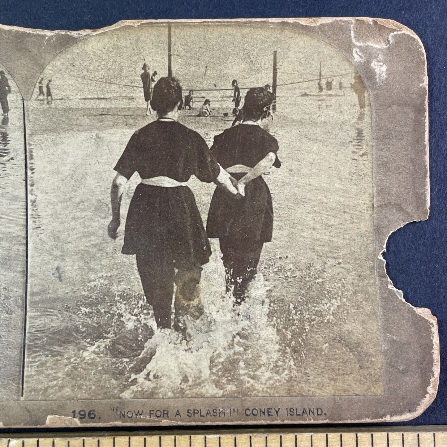 Women Swimming at Coney Island New York Stereoview R.K. Bonine c1880s Y2258