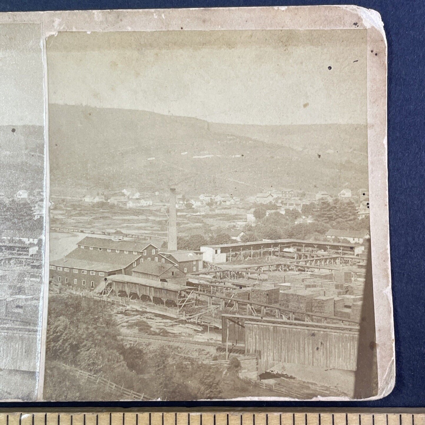 Lumber Mill Near Quincy Illinois Stereoview Antique c1870s Y2836