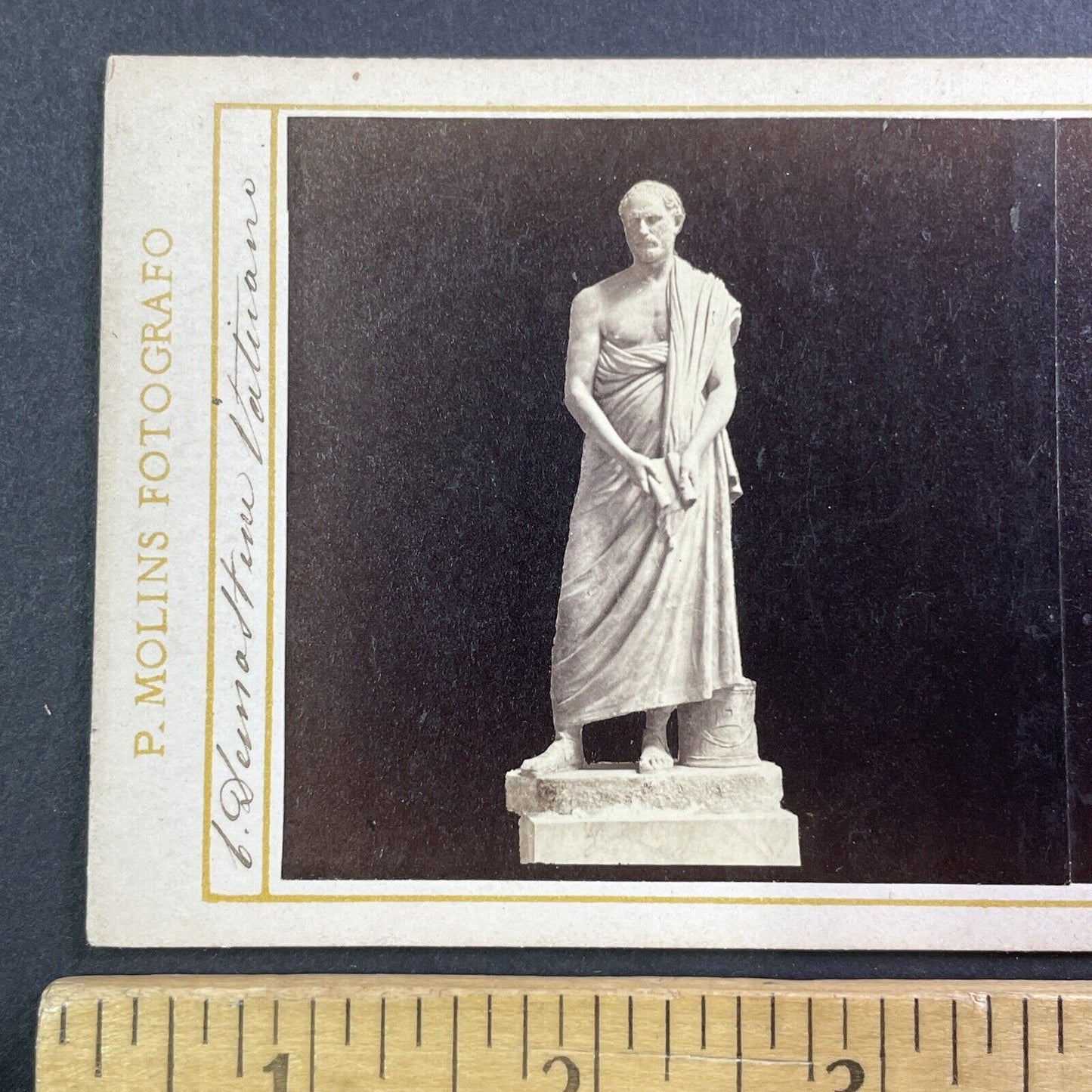 Sculpture of Demosthenes Stereoview Monaldini & Calisti Antique c1870s Y015