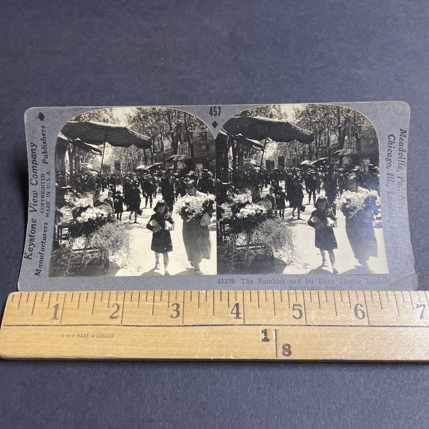 Antique 1930s The Main Street In Barcelona Spain Stereoview Photo Card P4918