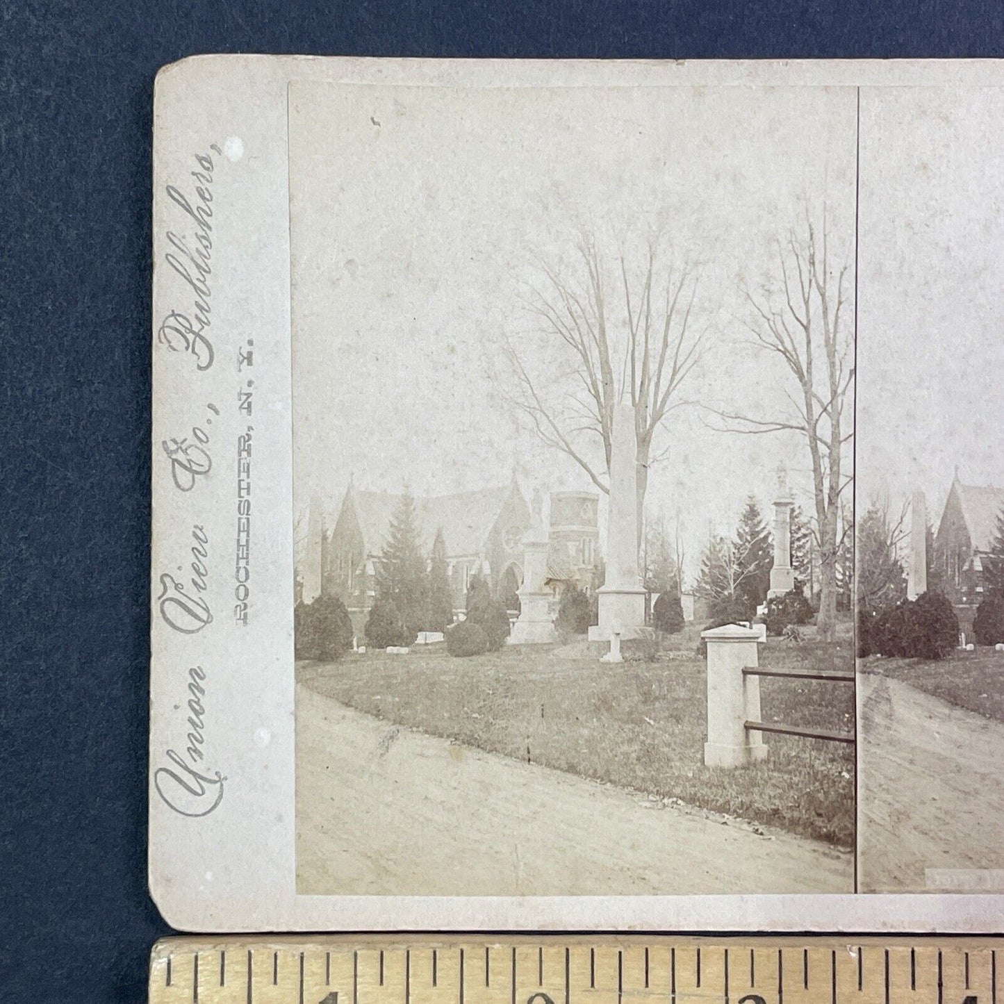 Warren Family Mortuary Chapel Troy New York Stereoview Antique c1880s Y996