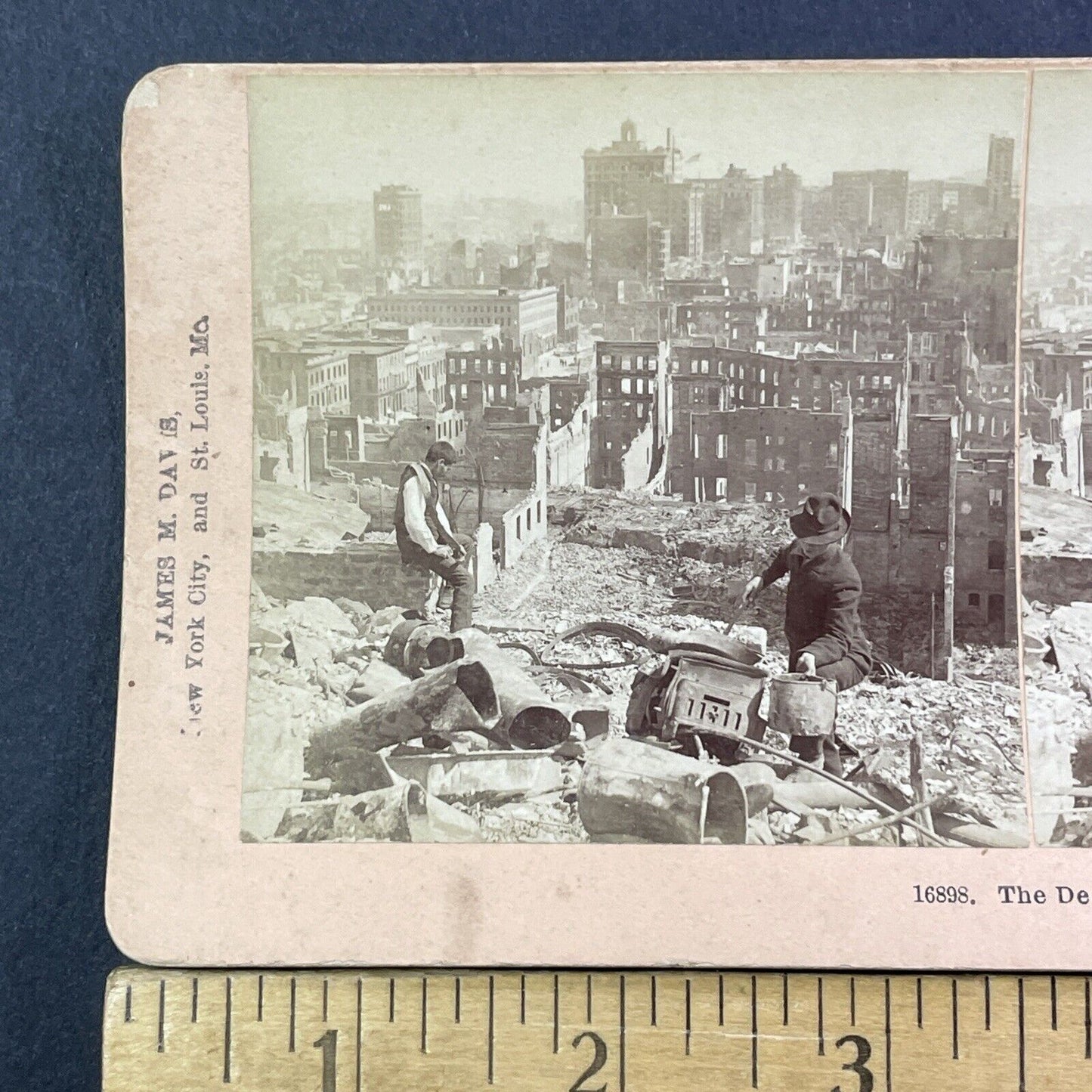 San Francisco Earthquake Telegraph Hill Stereoview Photo Card Antique 1906 X809