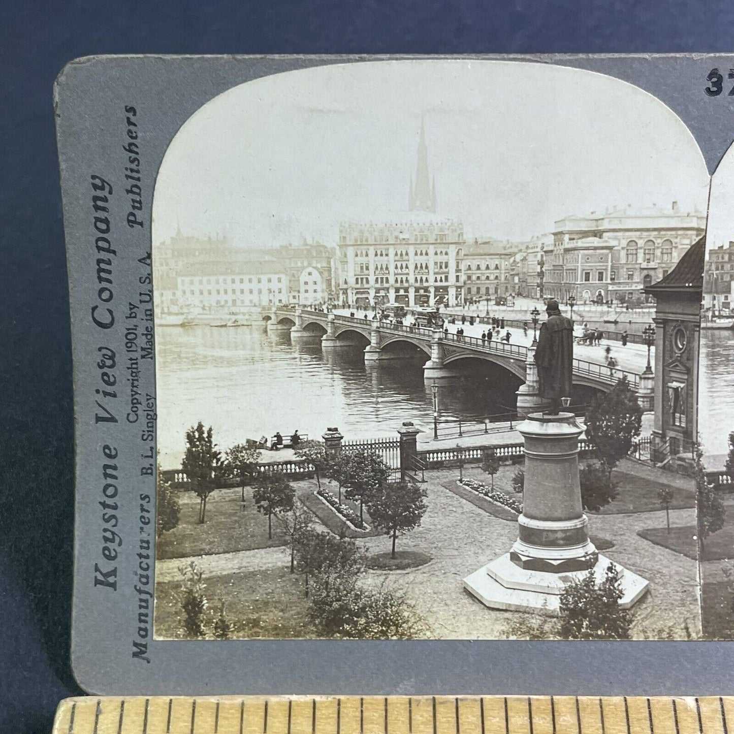 Antique 1901 The Vasa Bridge Stockholm Sweden Stereoview Photo Card P2243