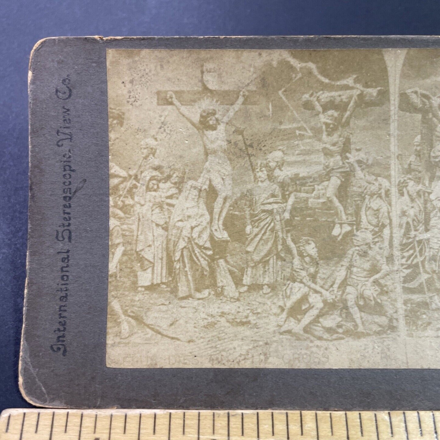 Antique 1870s Jesus Is Crucified On The Cross Stereoview Photo Card P3416